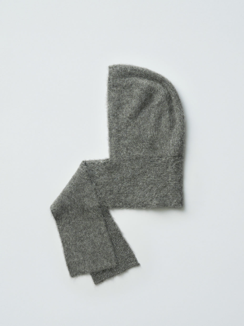 Wool/Alpaca Milled Knit Balaclava - Gray, Black