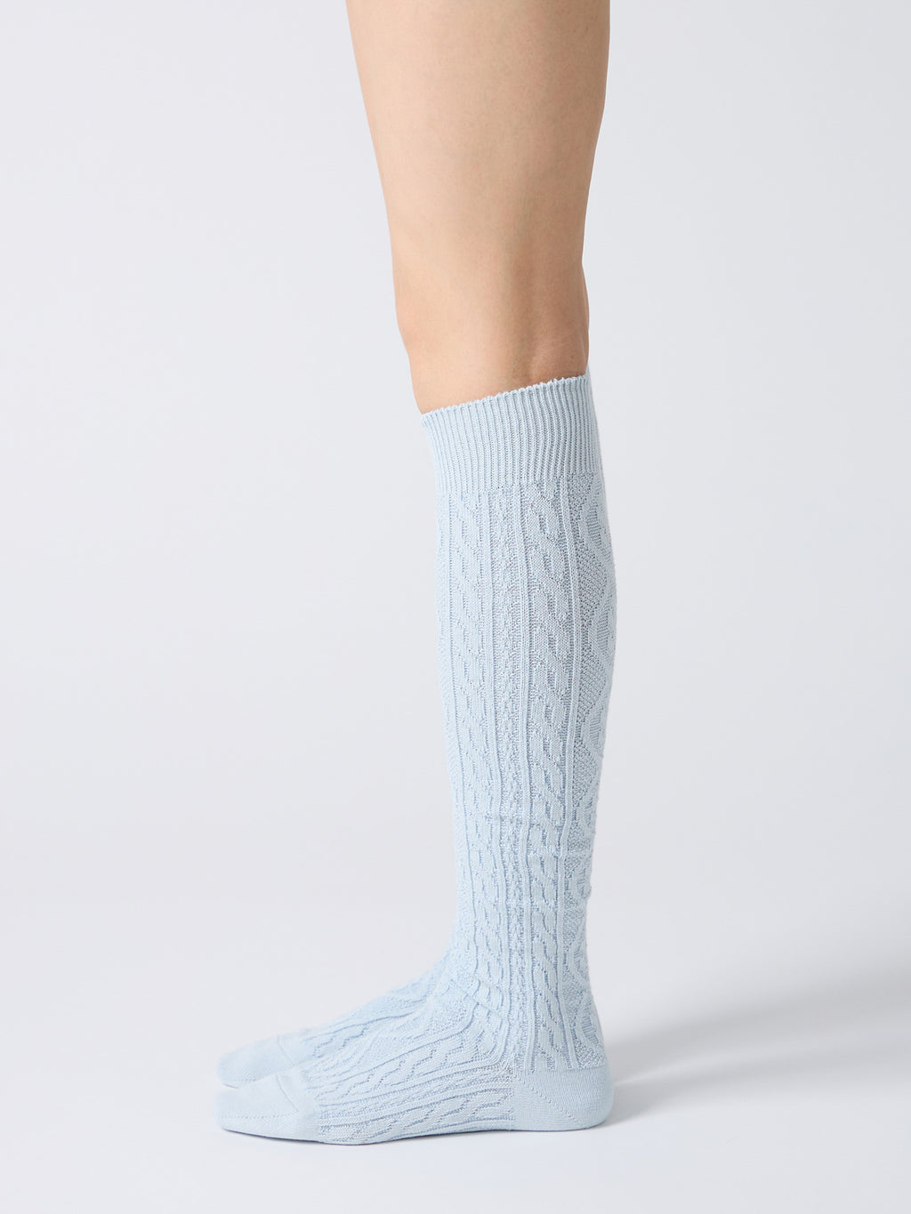 Cashmere Blend Cable Knee High Socks - Charcoal, Red, Light Blue