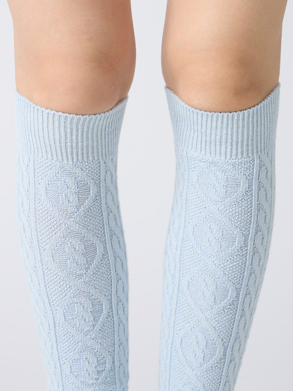 Cashmere Blend Cable Knee High Socks - Charcoal, Red, Light Blue