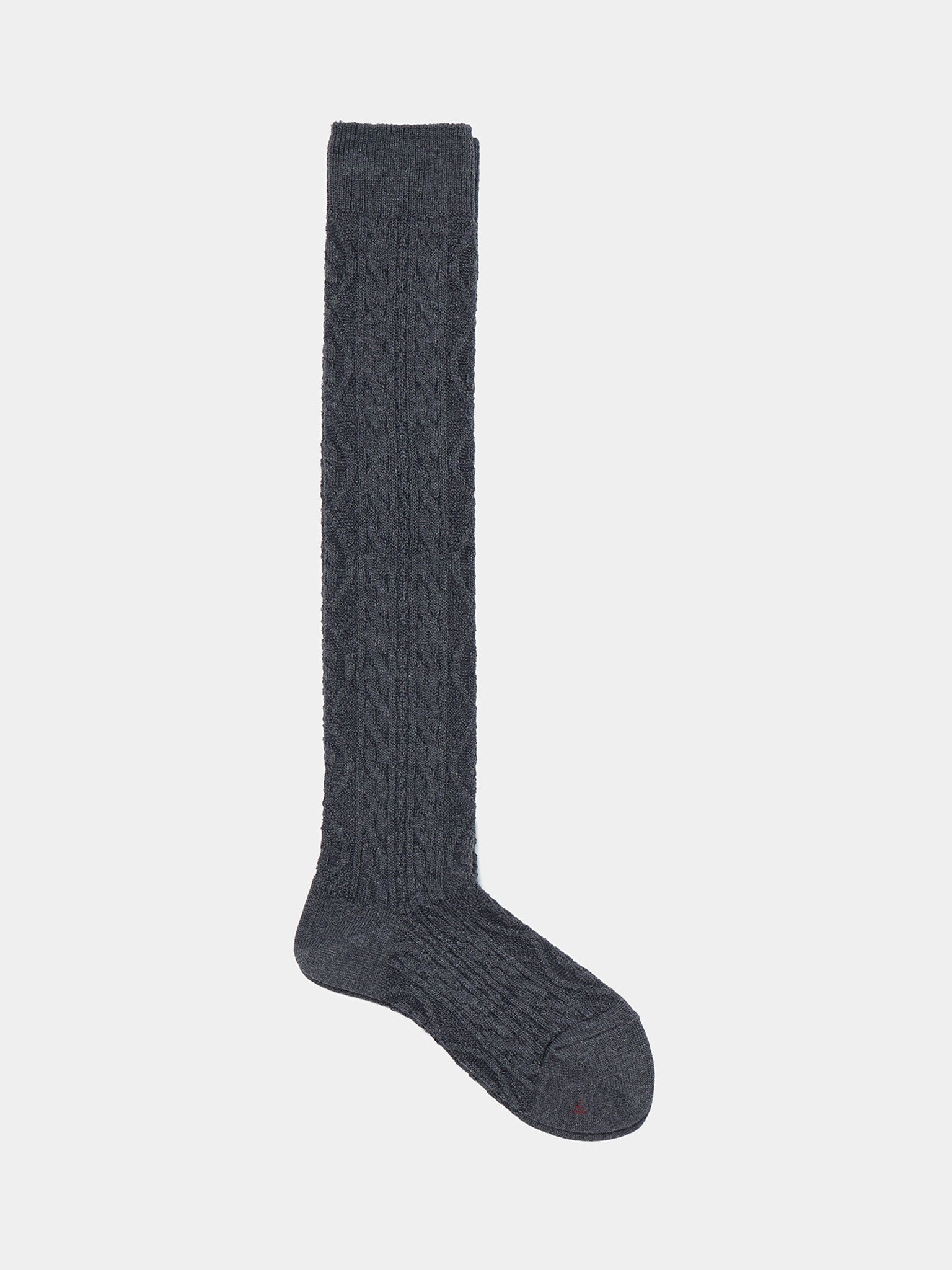 Cashmere Blend Cable Knee High Socks - Charcoal, Red, Light Blue