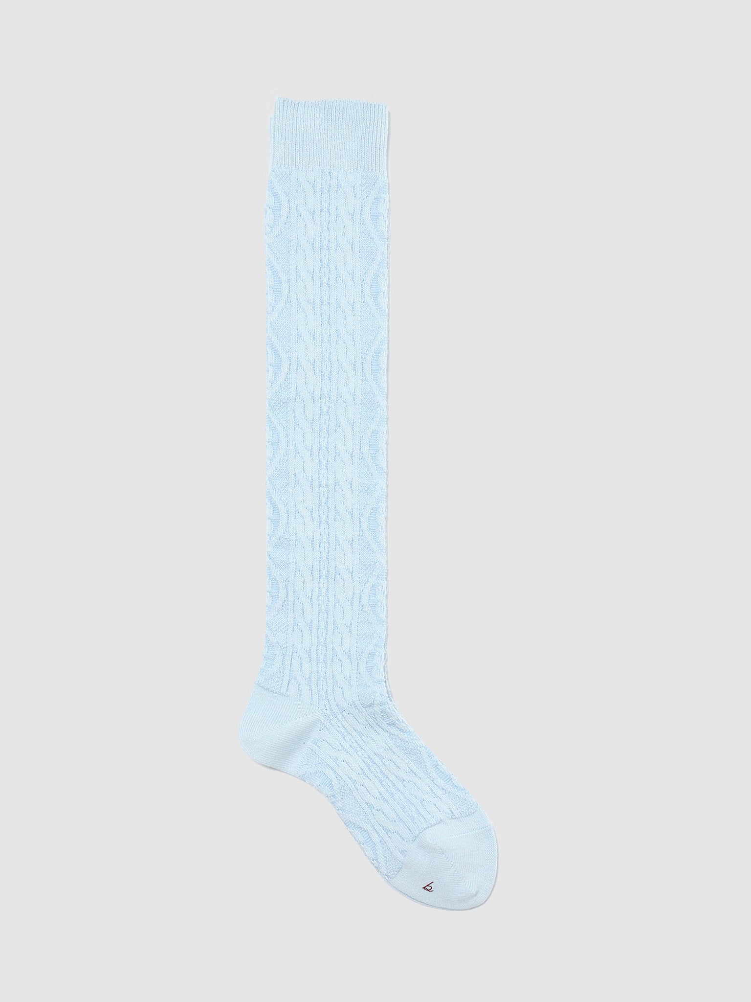 Cashmere Blend Cable Knee High Socks - Charcoal, Red, Light Blue