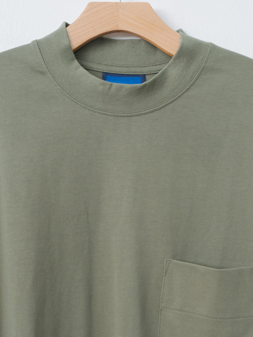Namu Shop - Document Cotton Mock Neck Pocket T-Shirt - Khaki