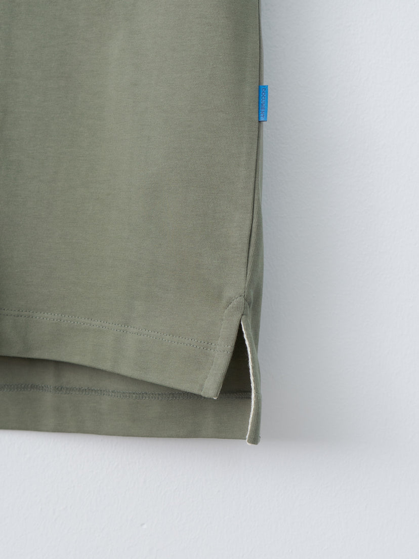 Namu Shop - Document Cotton Mock Neck Pocket T-Shirt - Khaki