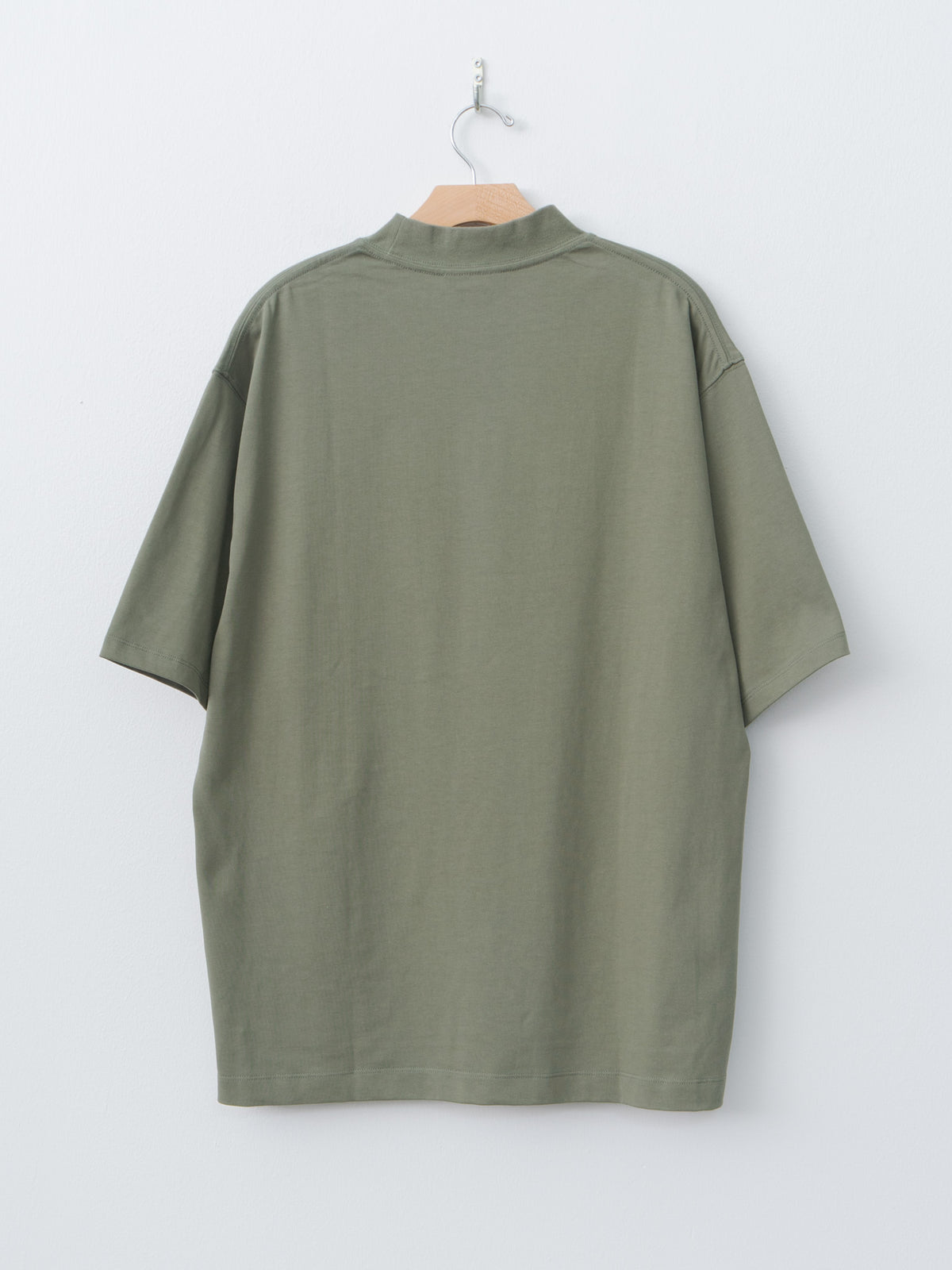 Namu Shop - Document Cotton Mock Neck Pocket T-Shirt - Khaki