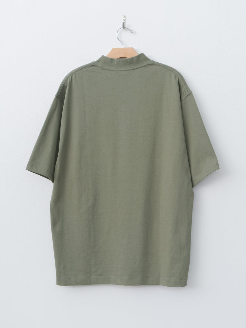 Namu Shop - Document Cotton Mock Neck Pocket T-Shirt - Khaki