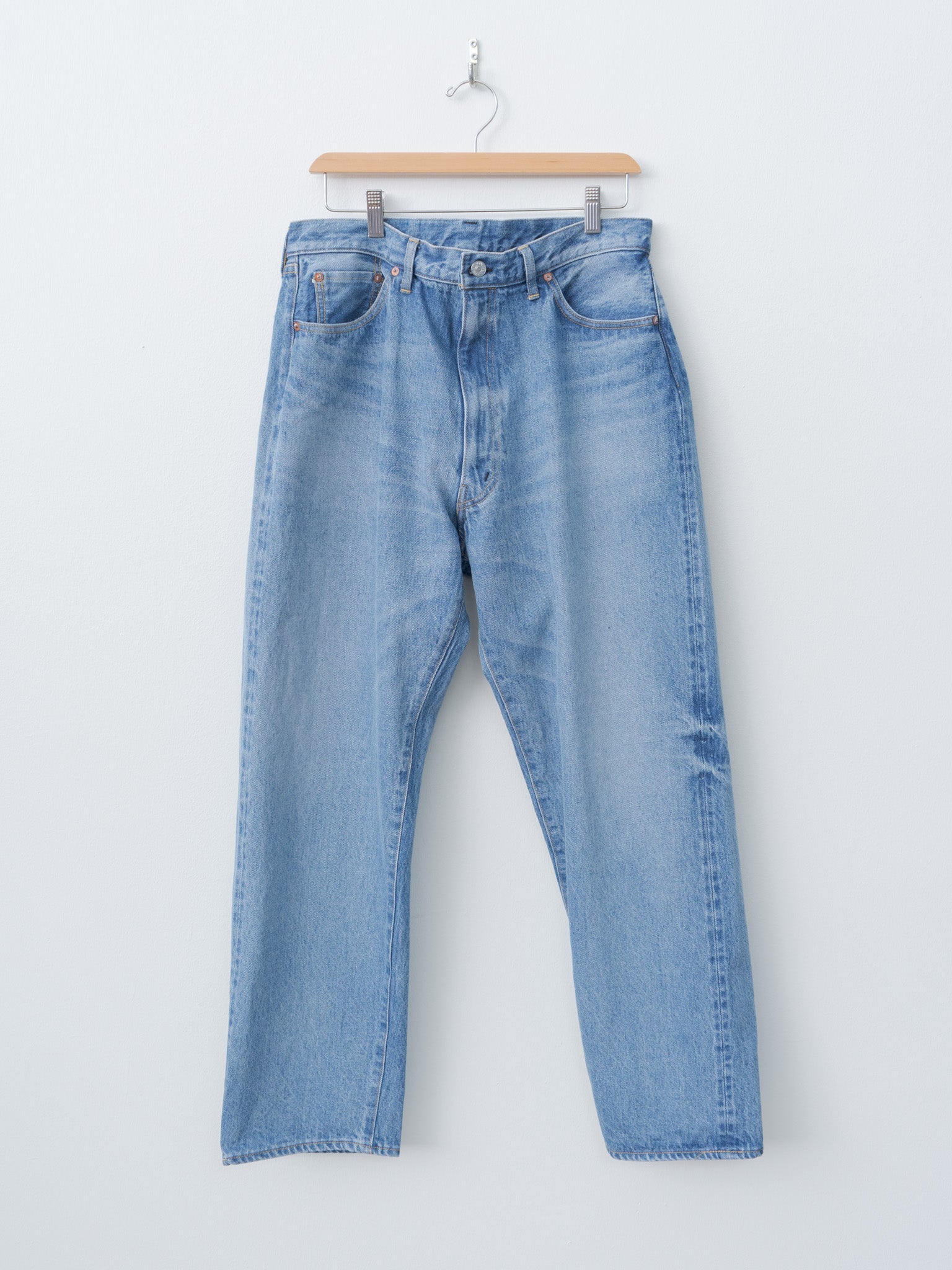 Namu Shop - Kaptain Sunshine 5P Zipper Front Denim Pants - Indigo Vintage Wash