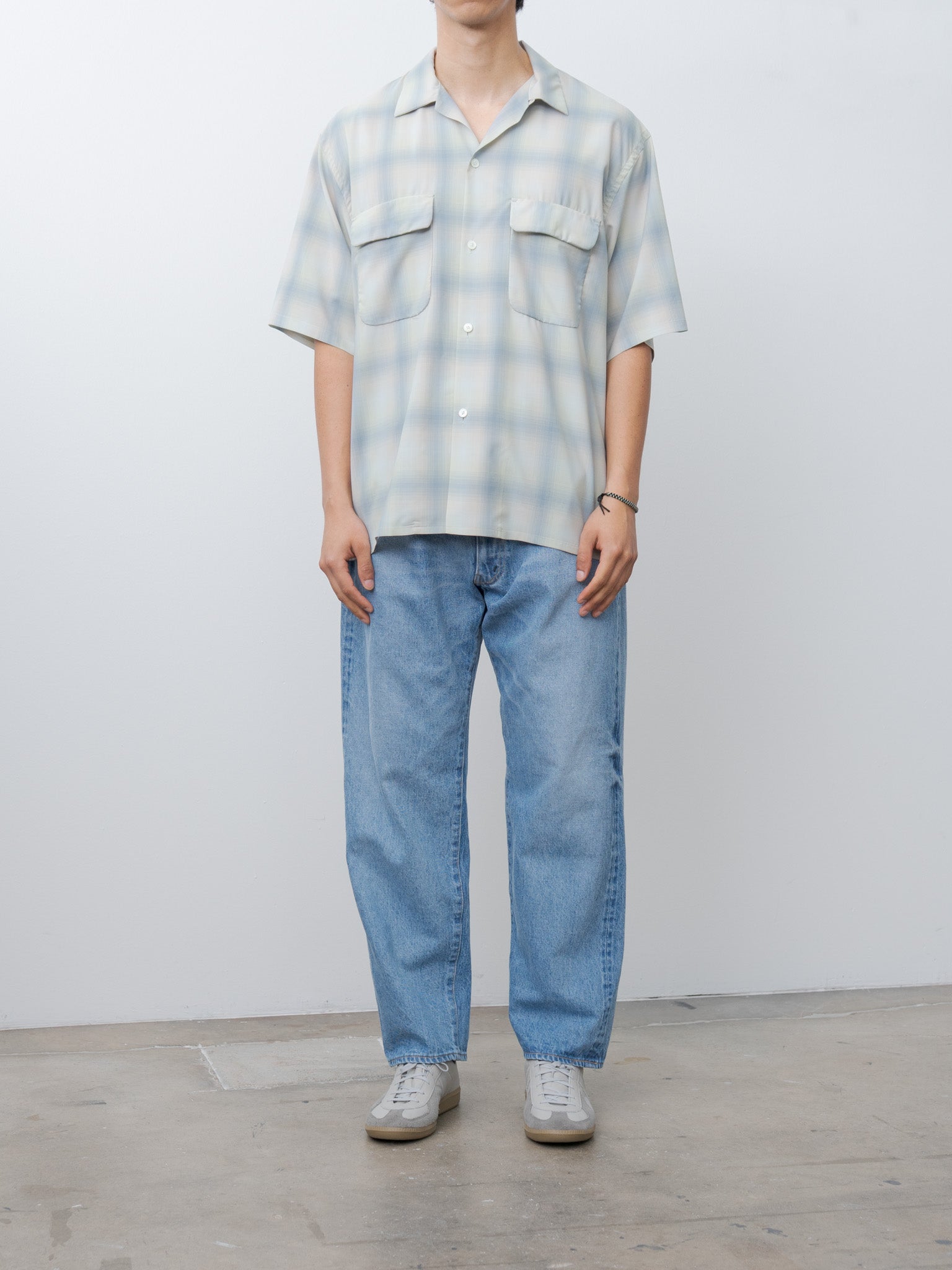 Namu Shop - Kaptain Sunshine Open Collared SS Shirt - Pale Ombre