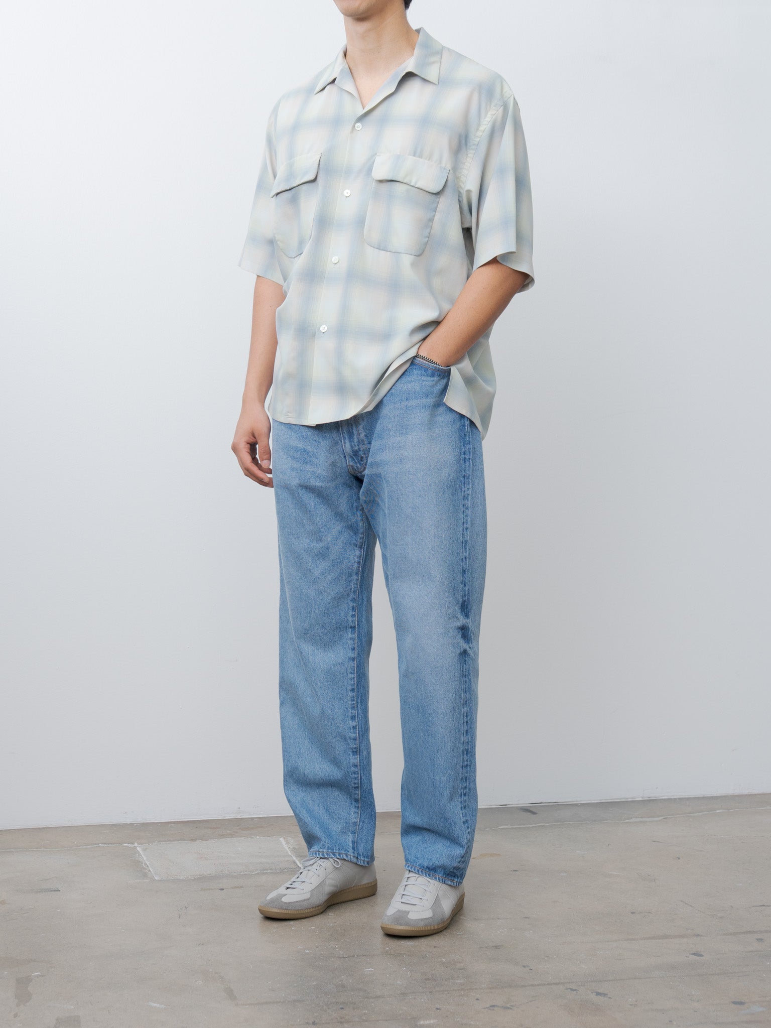Namu Shop - Kaptain Sunshine Open Collared SS Shirt - Pale Ombre