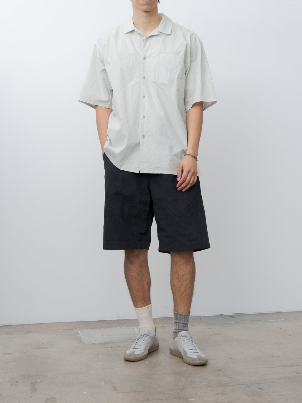 Namu Shop - Yoko Sakamoto Open Collar Shirt - Black Rice