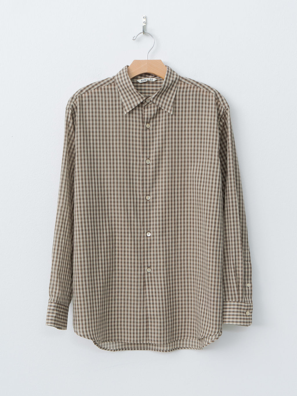 Namu Shop - Auralee Airy Light Cotton Check Big Shirt - Brown Gingham Check