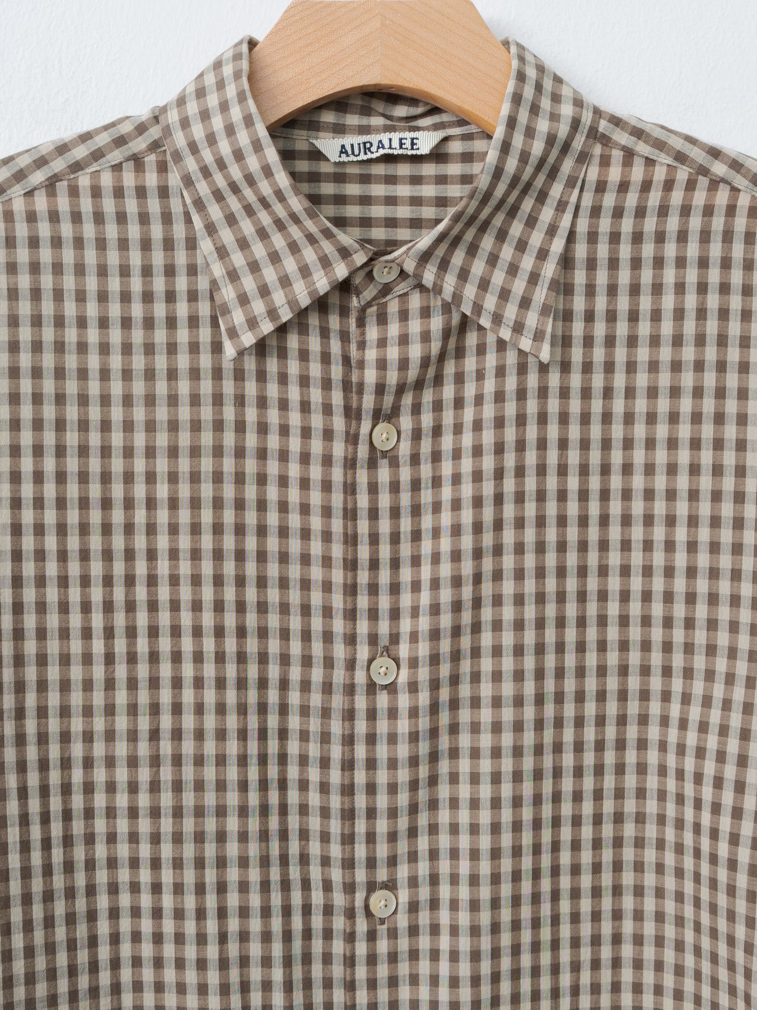 Namu Shop - Auralee Airy Light Cotton Check Big Shirt - Brown Gingham Check