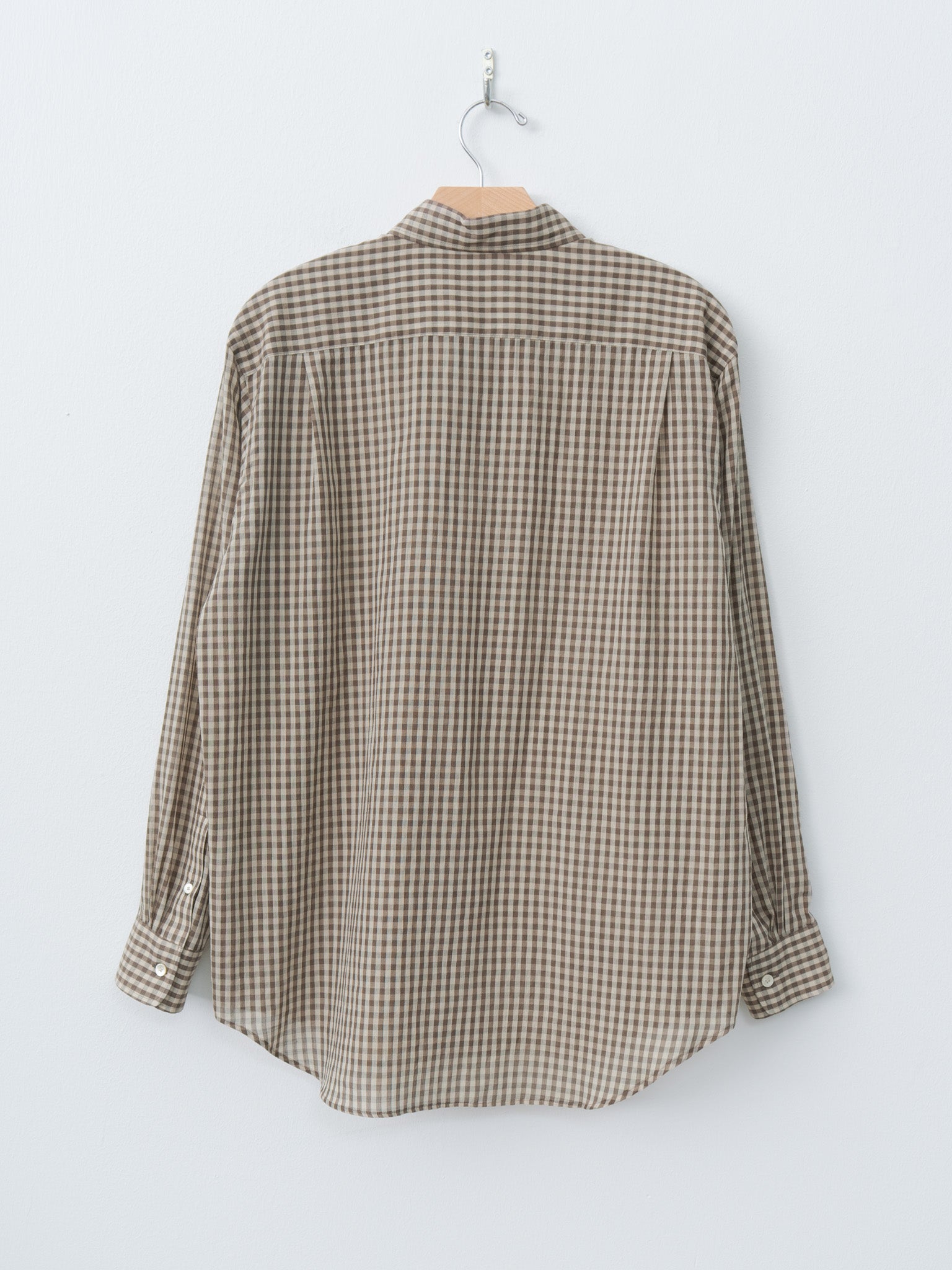 Namu Shop - Auralee Airy Light Cotton Check Big Shirt - Brown Gingham Check