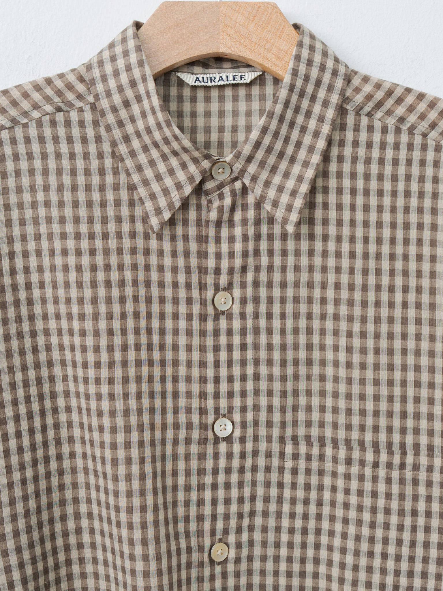 Airy Light Cotton Check Big Shirt - Brown Gingham Check Airy Light Cotton Check Big Shirt - Brown Gingham Check