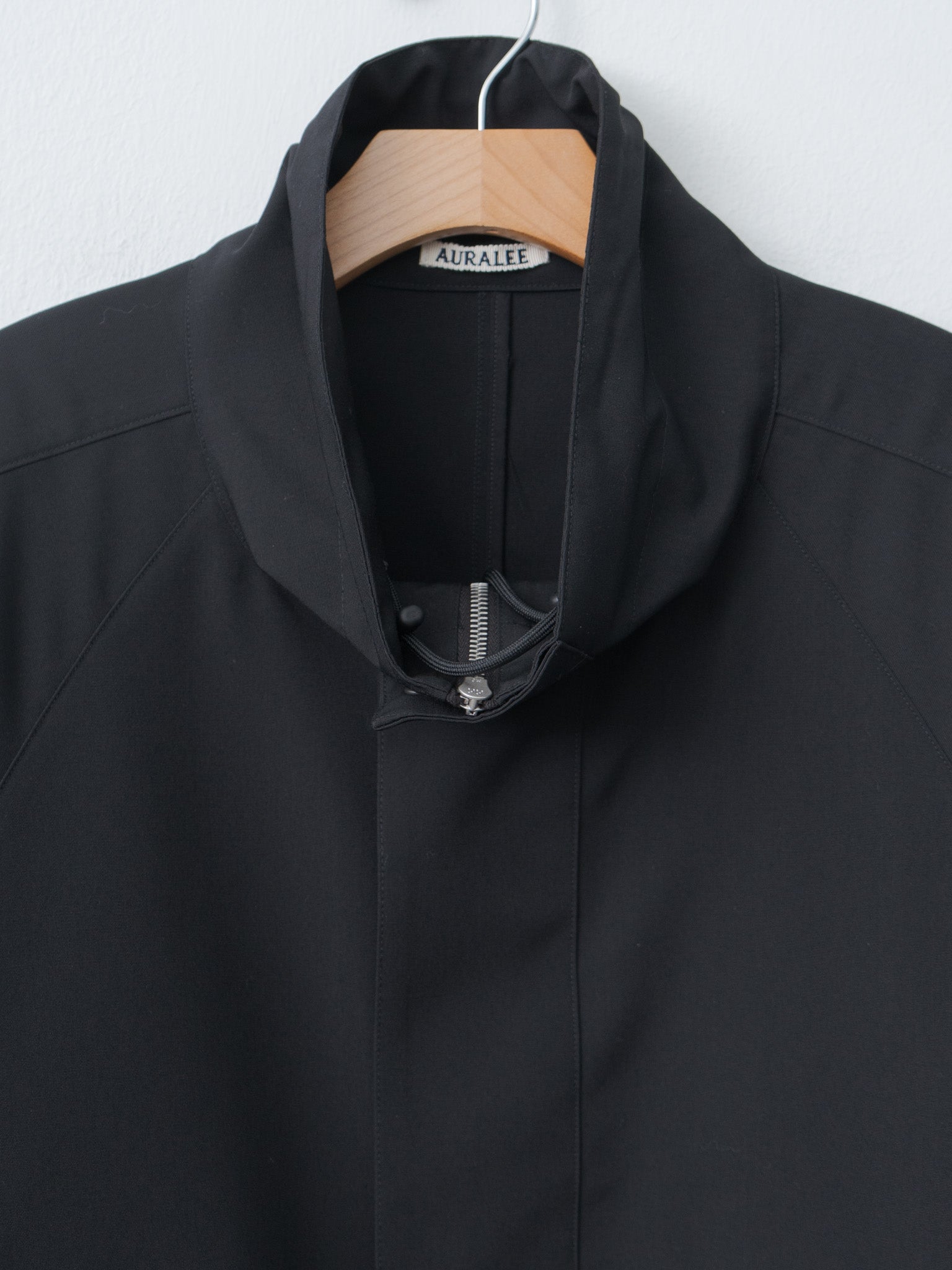 Namu Shop - Auralee Wool Max Canvas High Neck Zip Blouson - Black