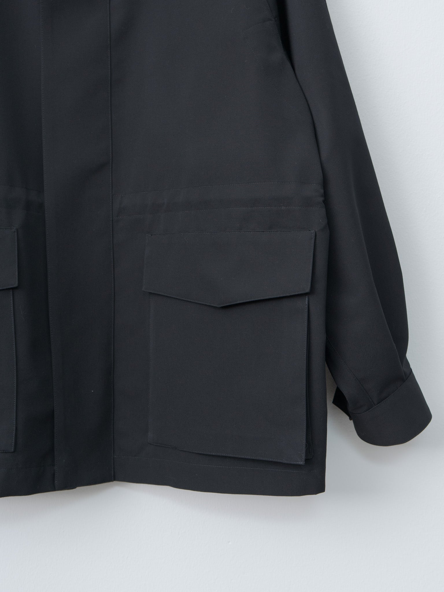 Namu Shop - Auralee Wool Max Canvas High Neck Zip Blouson - Black