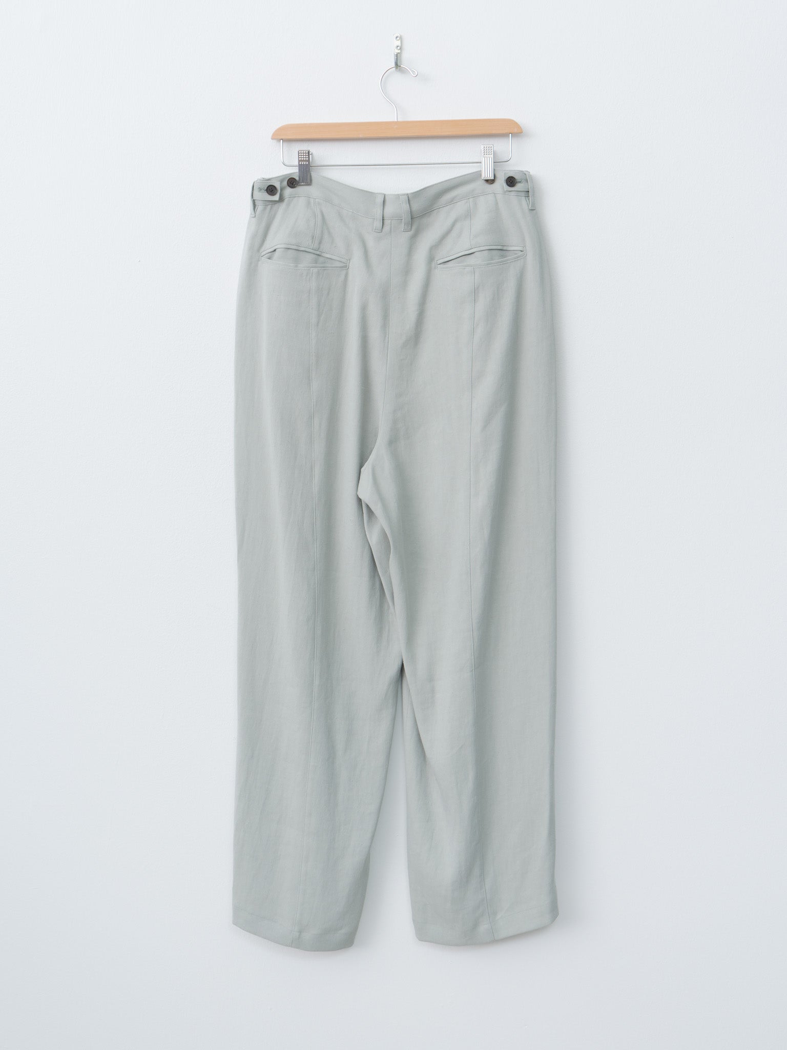 Namu Shop - Yoke Linen Acetate Front Gather Wide Trousers - Mist Green