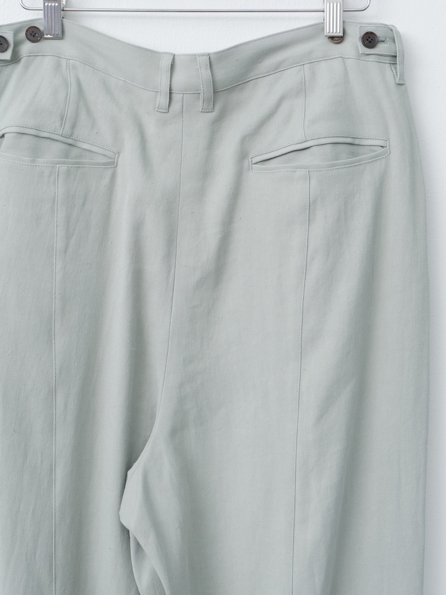 Namu Shop - Yoke Linen Acetate Front Gather Wide Trousers - Mist Green