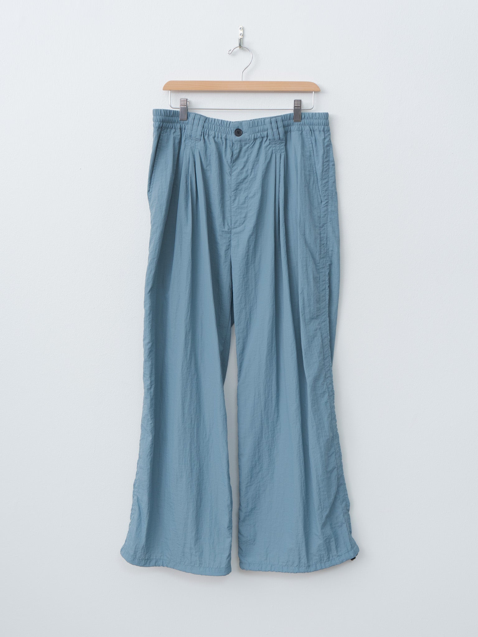 Namu Shop - Yoke Nylon 3Pleated Wide-Leg Easy Trousers - Fog Blue