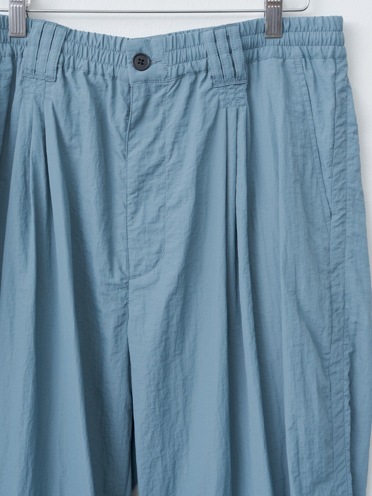 Namu Shop - Yoke Nylon 3Pleated Wide-Leg Easy Trousers - Fog Blue