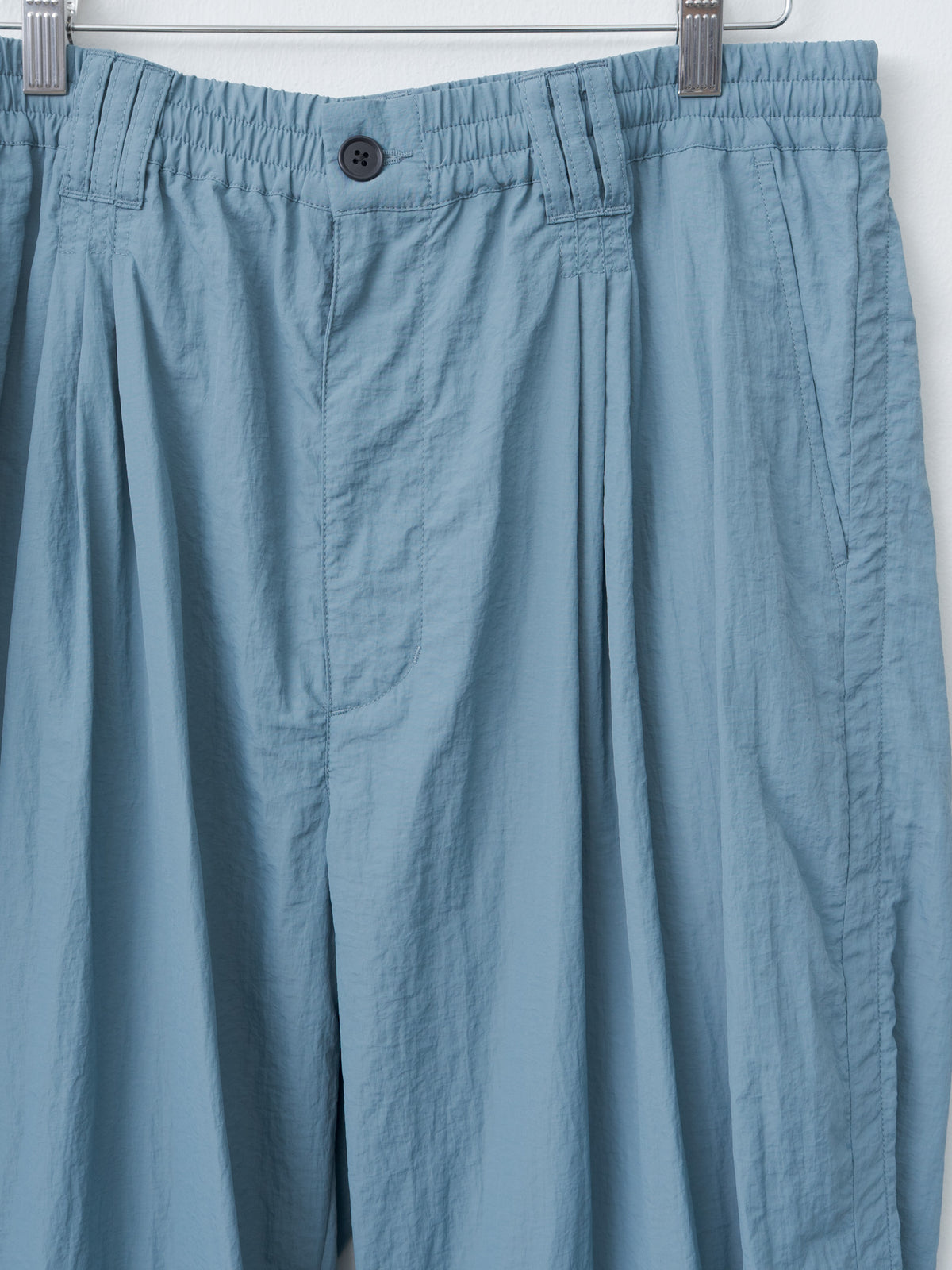 Namu Shop - Yoke Nylon 3Pleated Wide-Leg Easy Trousers - Fog Blue