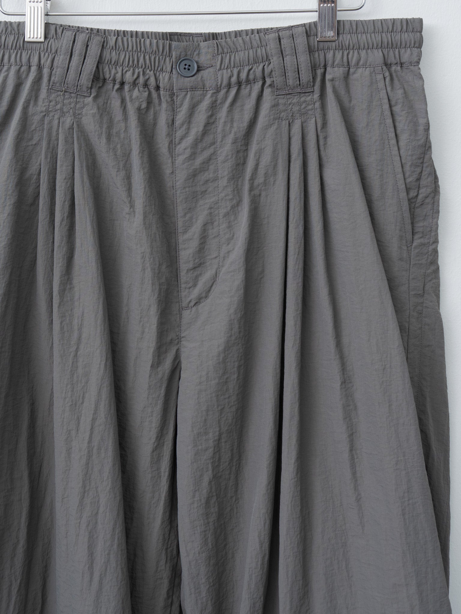 Namu Shop - Yoke Nylon 3Pleated Wide-Leg Easy Trousers - Charcoal Khaki