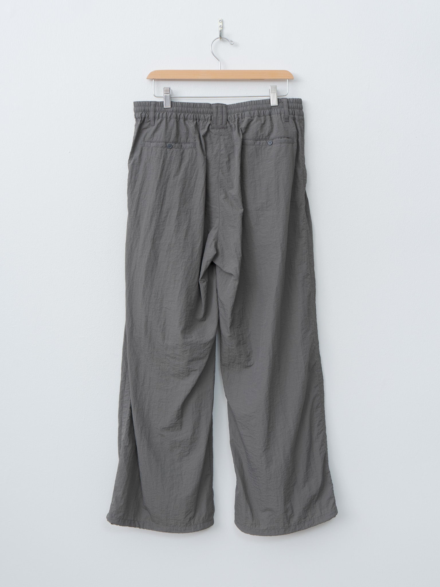 Namu Shop - Yoke Nylon 3Pleated Wide-Leg Easy Trousers - Charcoal Khaki