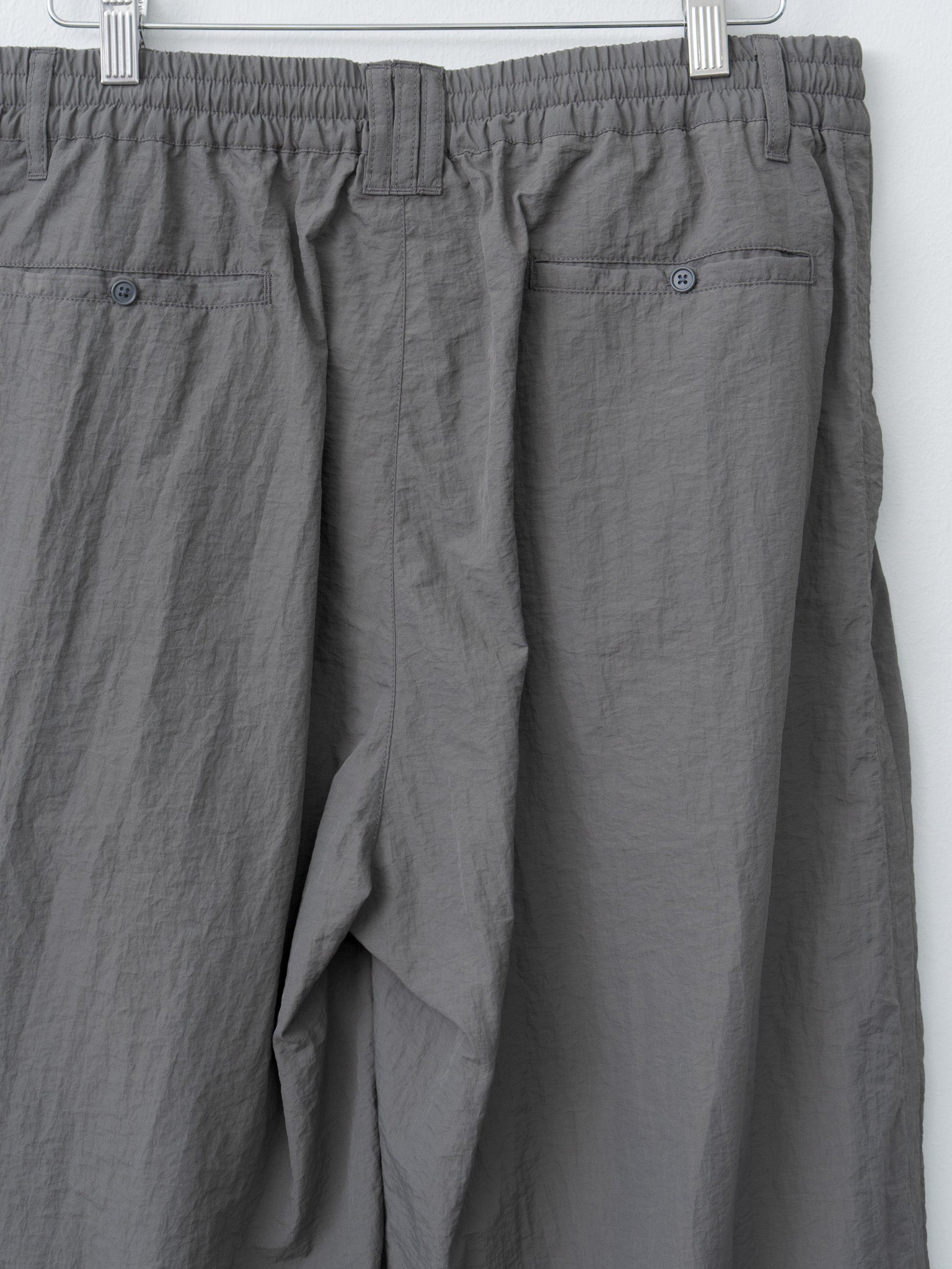 Namu Shop - Yoke Nylon 3Pleated Wide-Leg Easy Trousers - Charcoal Khaki