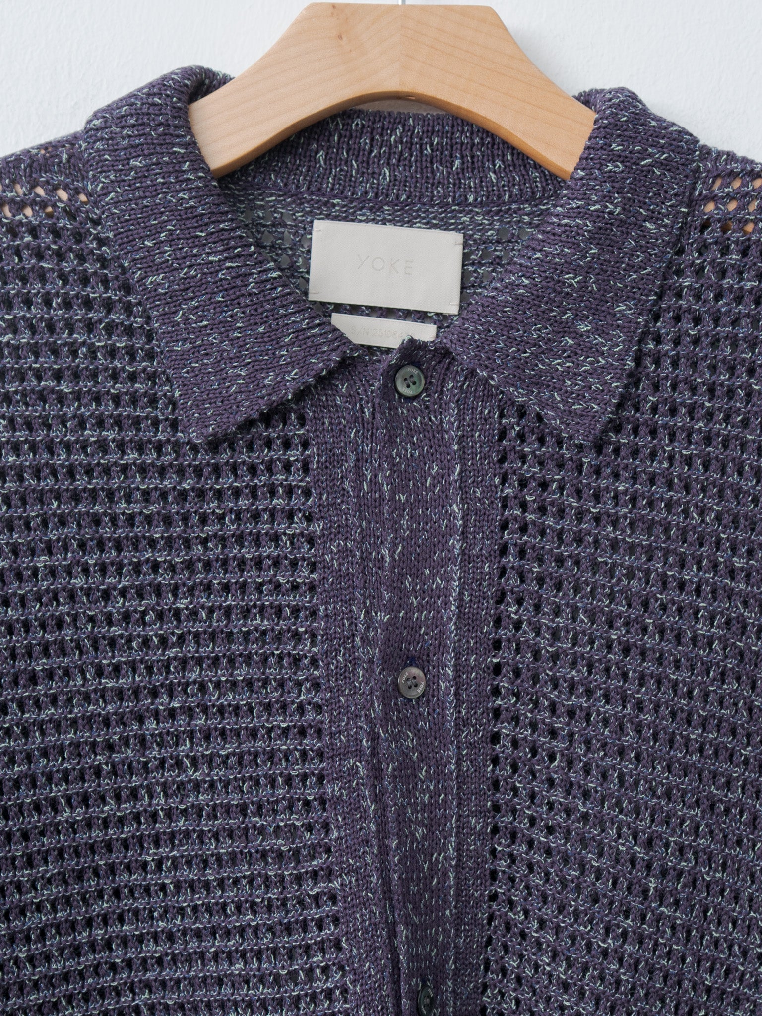 Namu Shop - Yoke Mesh Knitted Shirt Cardigan - Purple