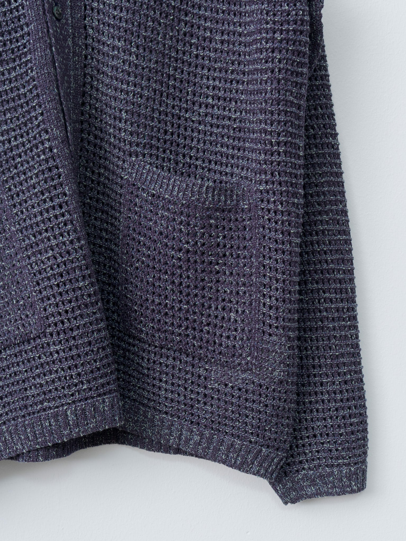 Namu Shop - Yoke Mesh Knitted Shirt Cardigan - Purple