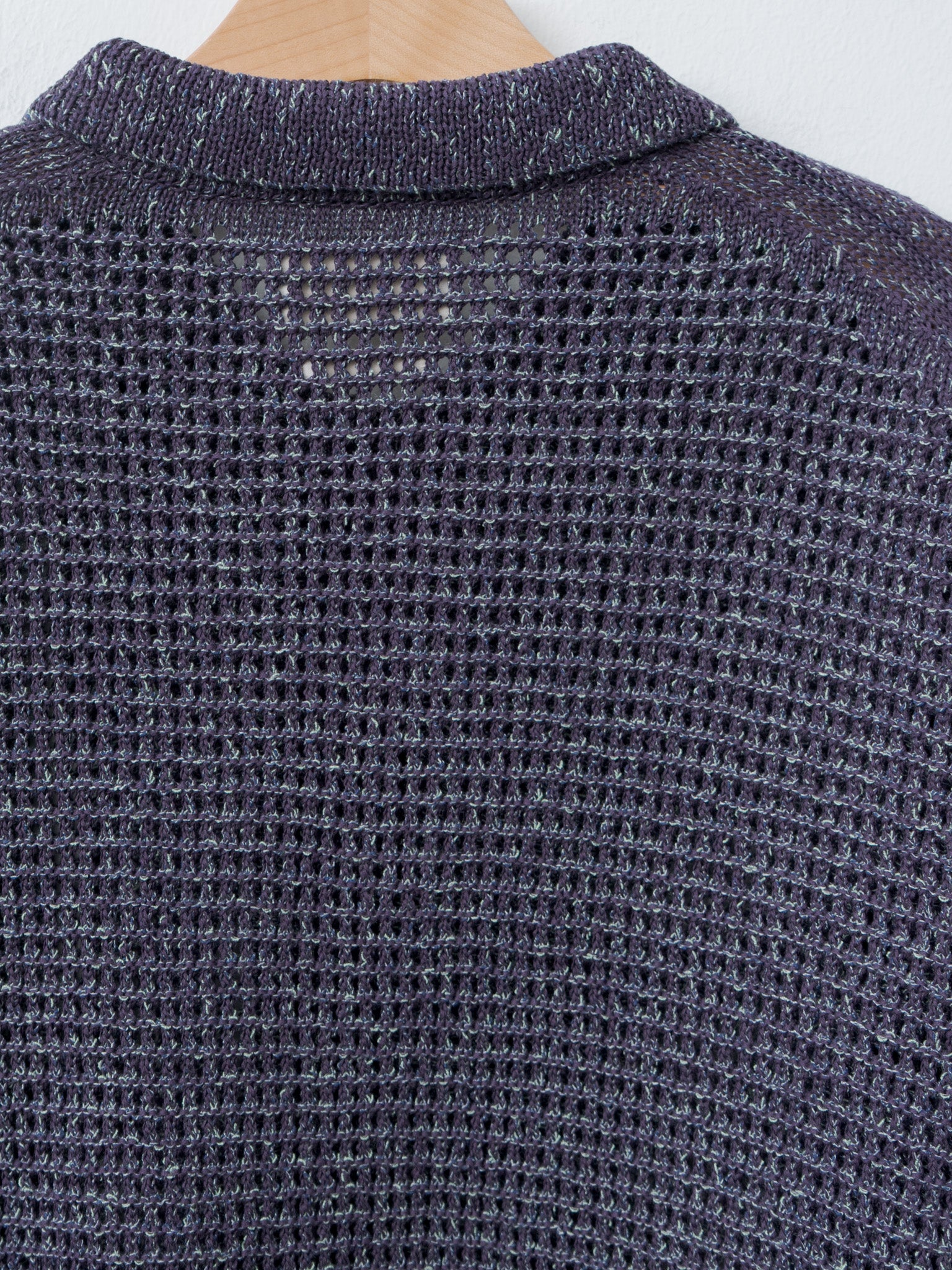 Namu Shop - Yoke Mesh Knitted Shirt Cardigan - Purple