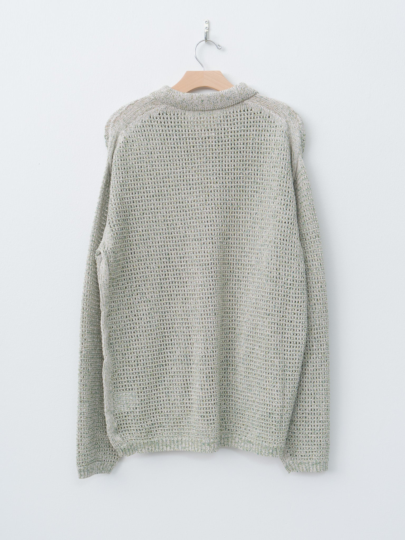 Namu Shop - Yoke Mesh Knitted Shirt Cardigan - White