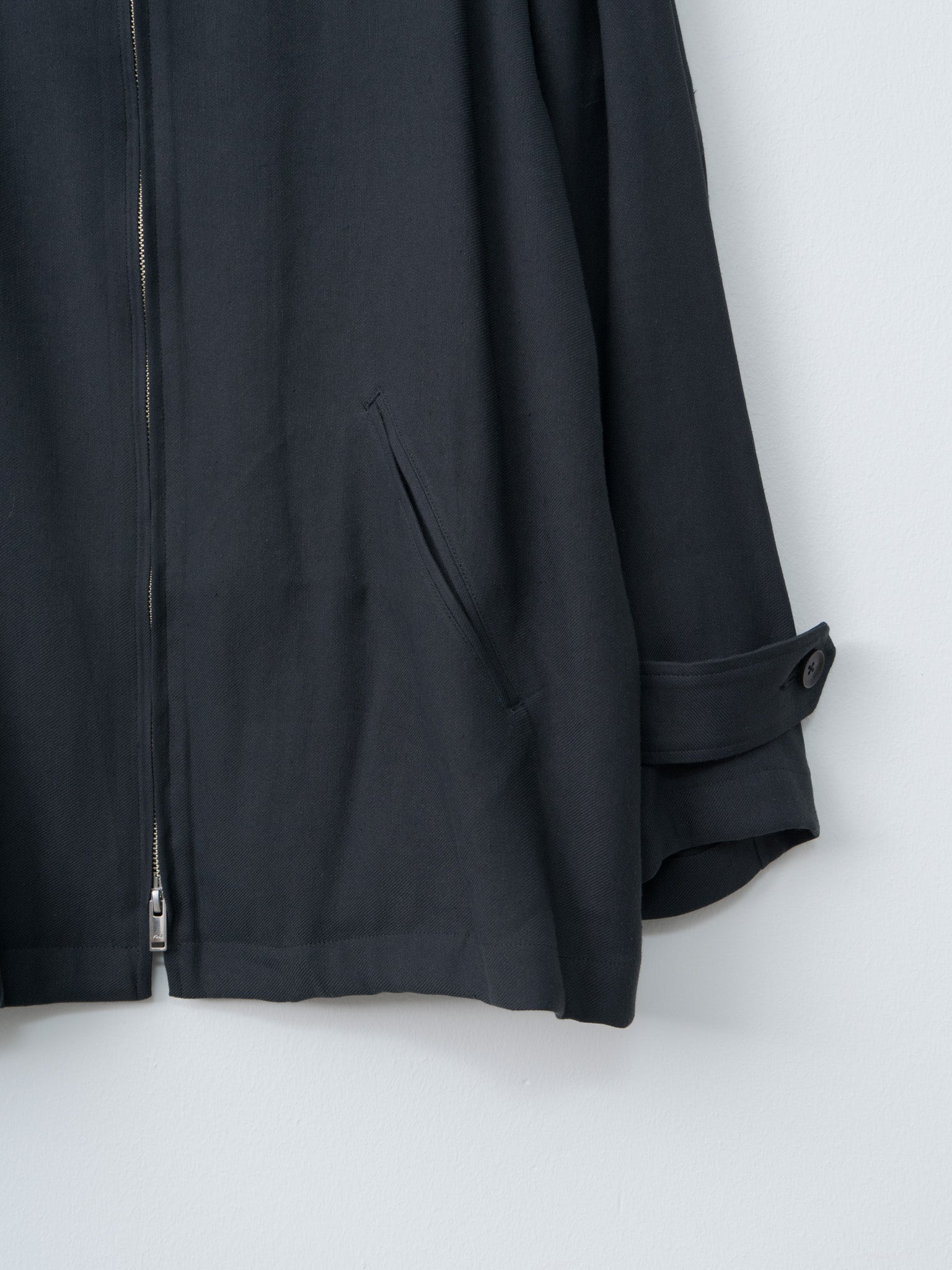 Namu Shop - Yoke Linen Acetate Zip Blouson - Black