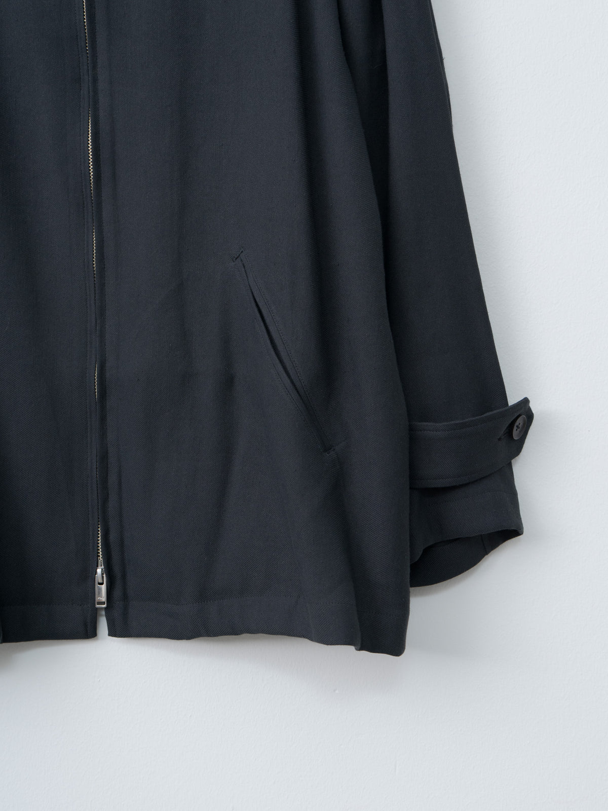 Namu Shop - Yoke Linen Acetate Zip Blouson - Black