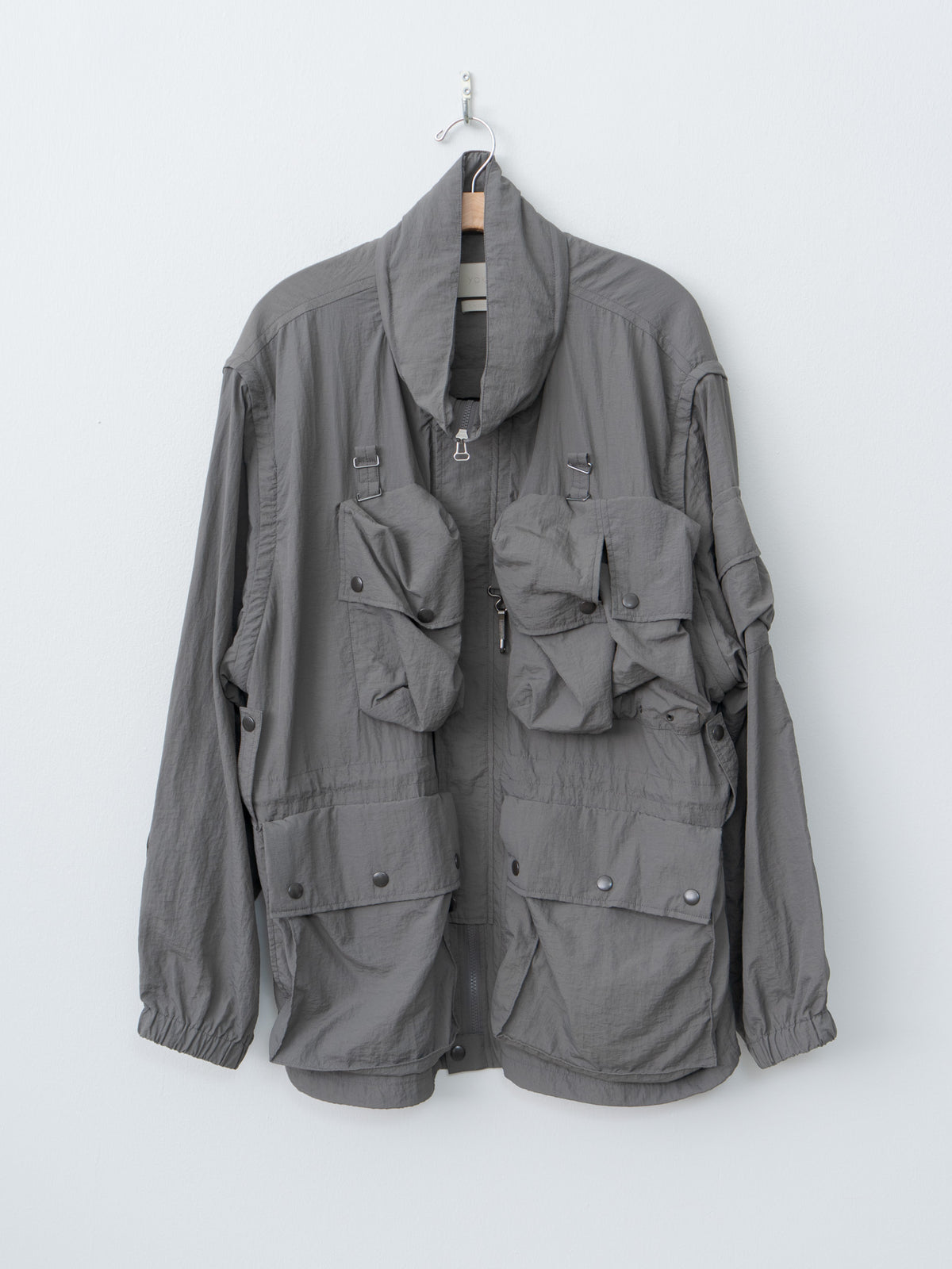 Namu Shop - Yoke Nylon Multi Pockets Detachable Utility Blouson - Charcoal Khaki