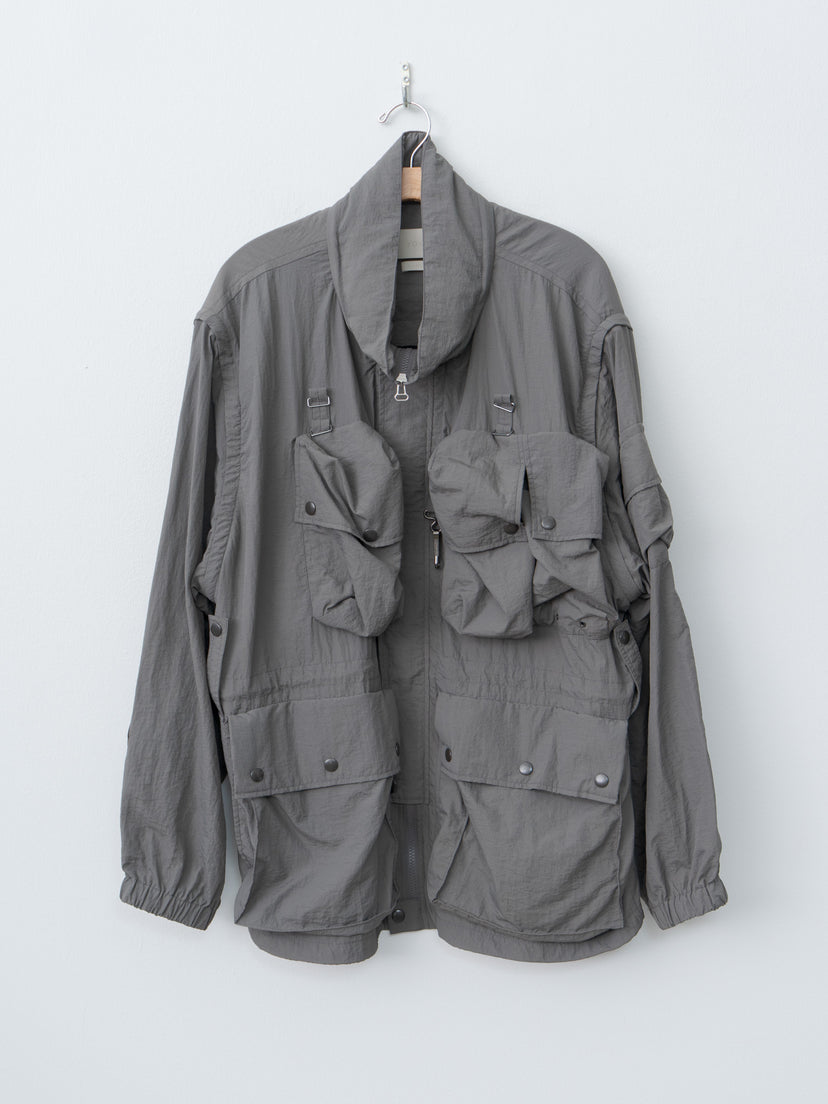 Namu Shop - Yoke Nylon Multi Pockets Detachable Utility Blouson - Charcoal Khaki