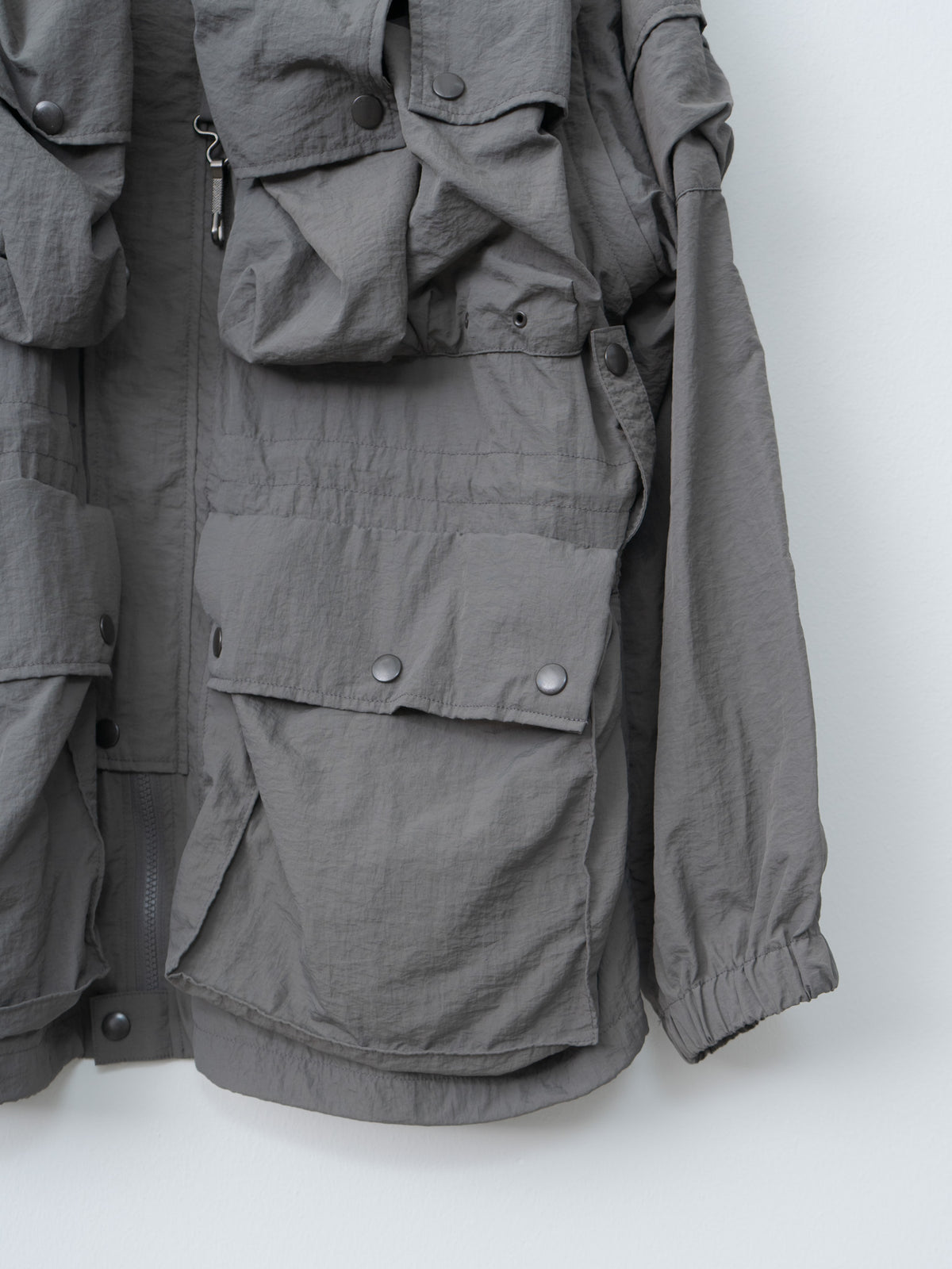 Namu Shop - Yoke Nylon Multi Pockets Detachable Utility Blouson - Charcoal Khaki