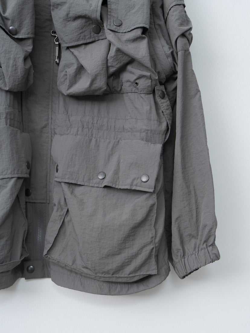 Namu Shop - Yoke Nylon Multi Pockets Detachable Utility Blouson - Charcoal Khaki