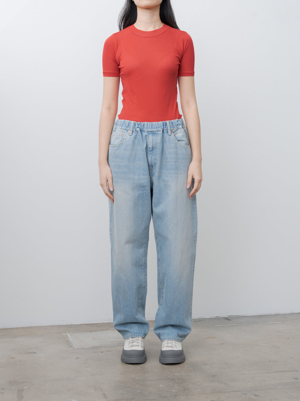 Namu Shop - Auralee Super High Gauge Sheer Rib Tee - Red