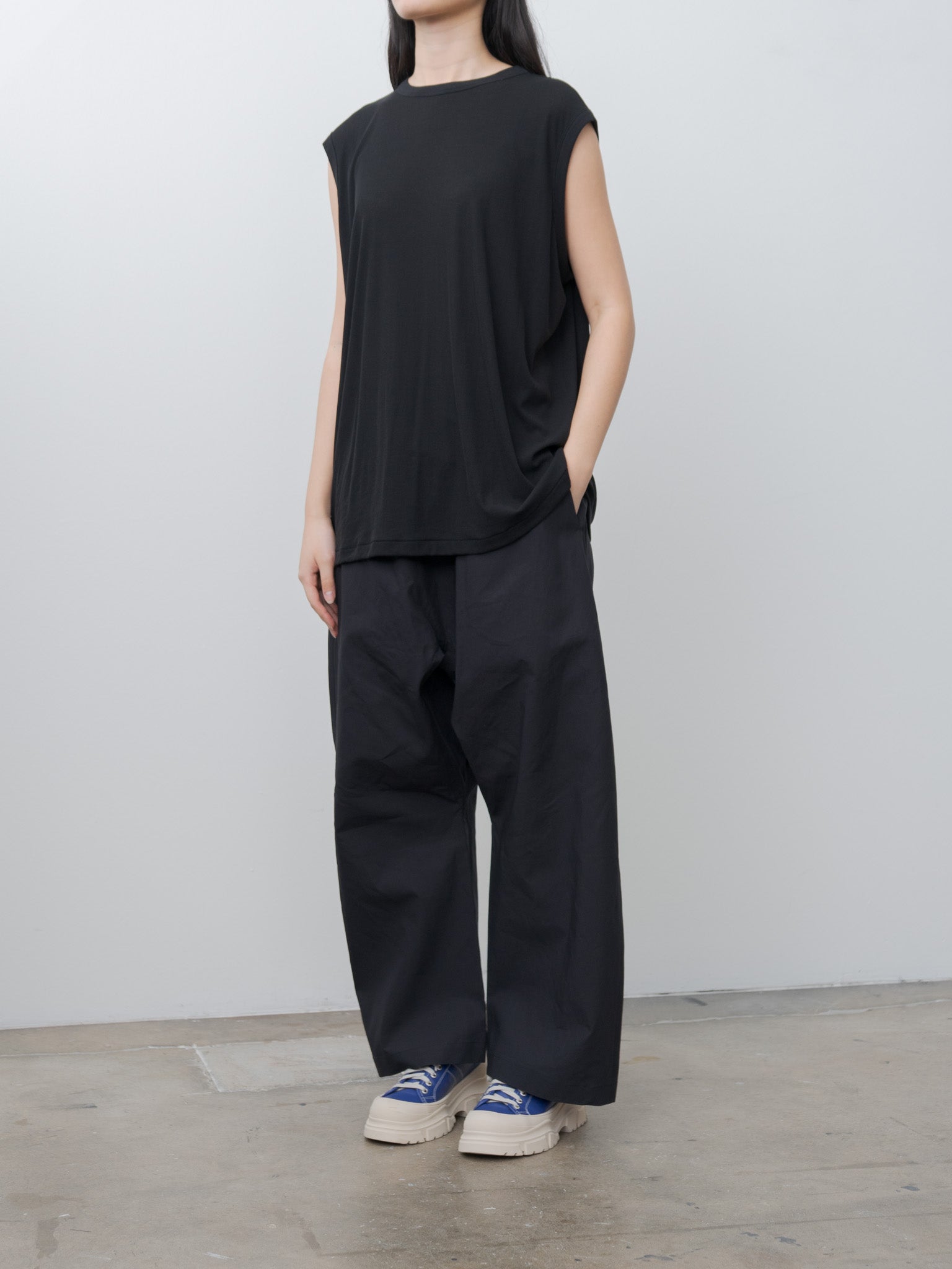 Namu Shop - Babaco Twisted Cotton Loose Tank Top - Black