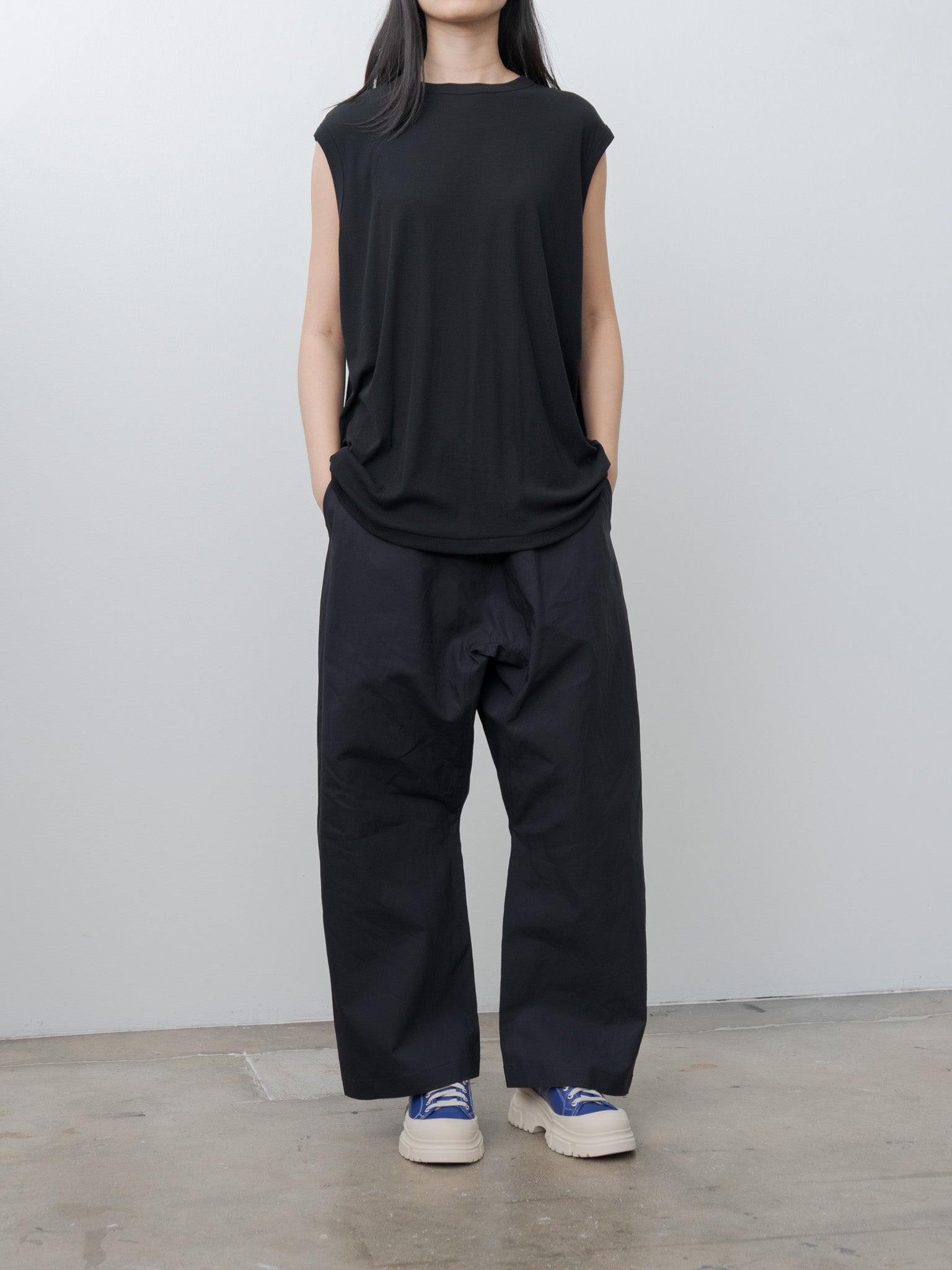 Namu Shop - Babaco Twisted Cotton Loose Tank Top - Black