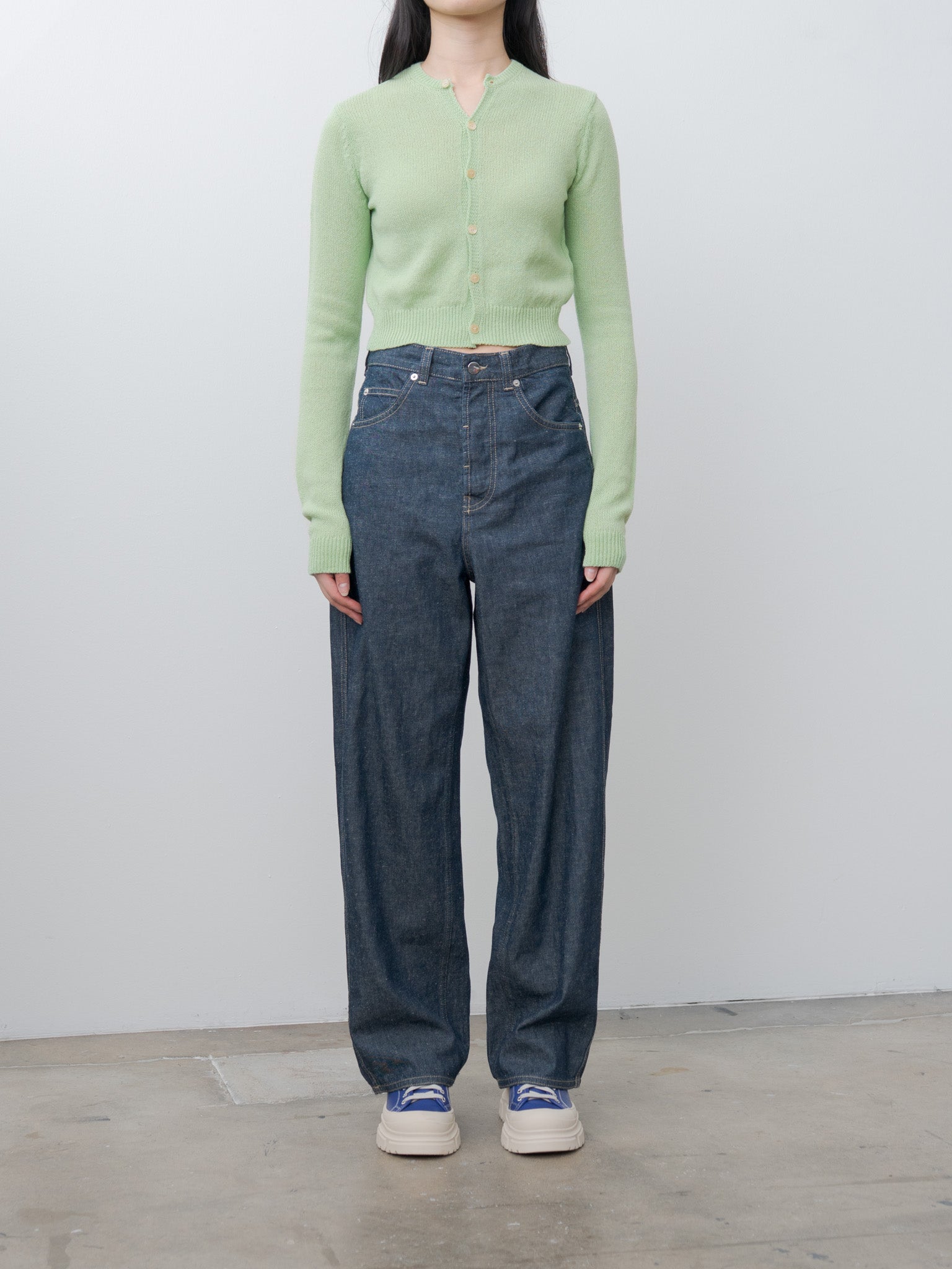 Namu Shop - Auralee Summer Cashmere Knit Crew Neck Cardigan - Light Green