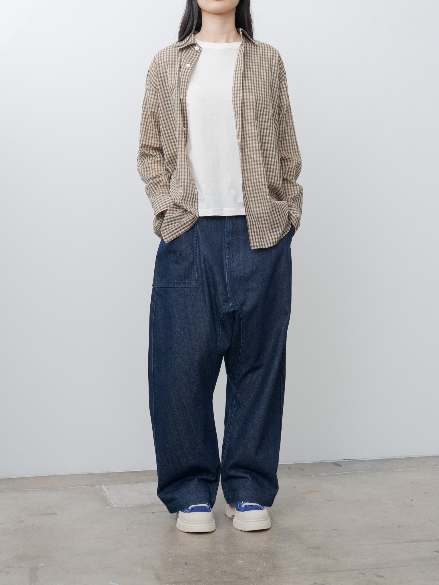 Namu Shop - Auralee Airy Light Cotton Check Big Shirt - Brown Gingham Check