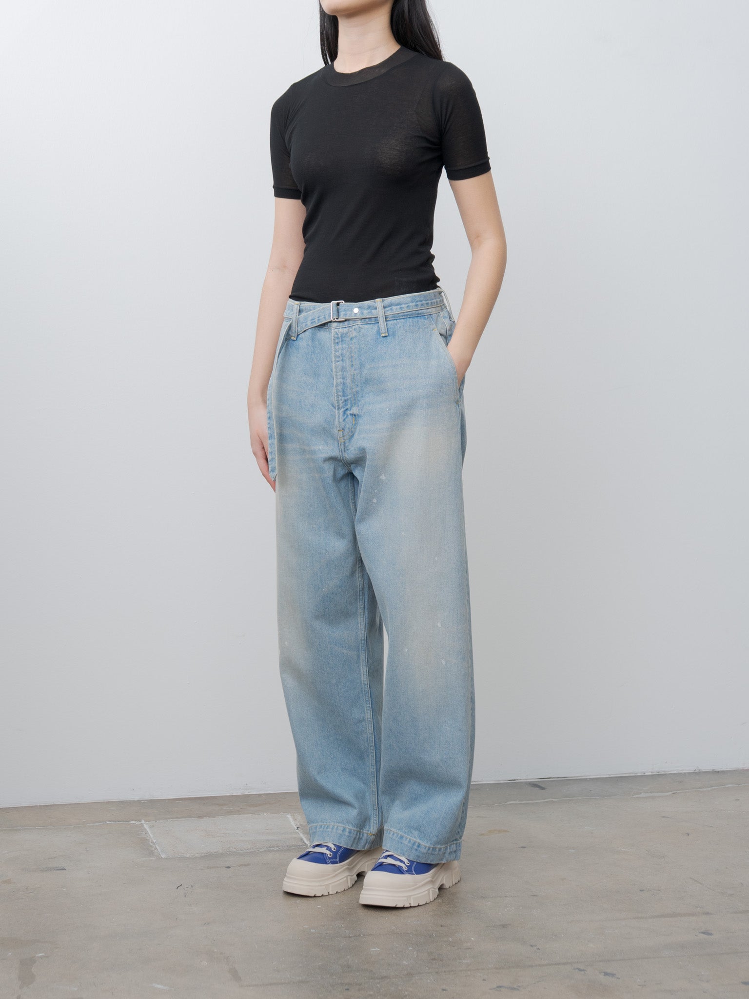 Namu Shop - Yoko Sakamoto Belted Trousers - Light Indigo