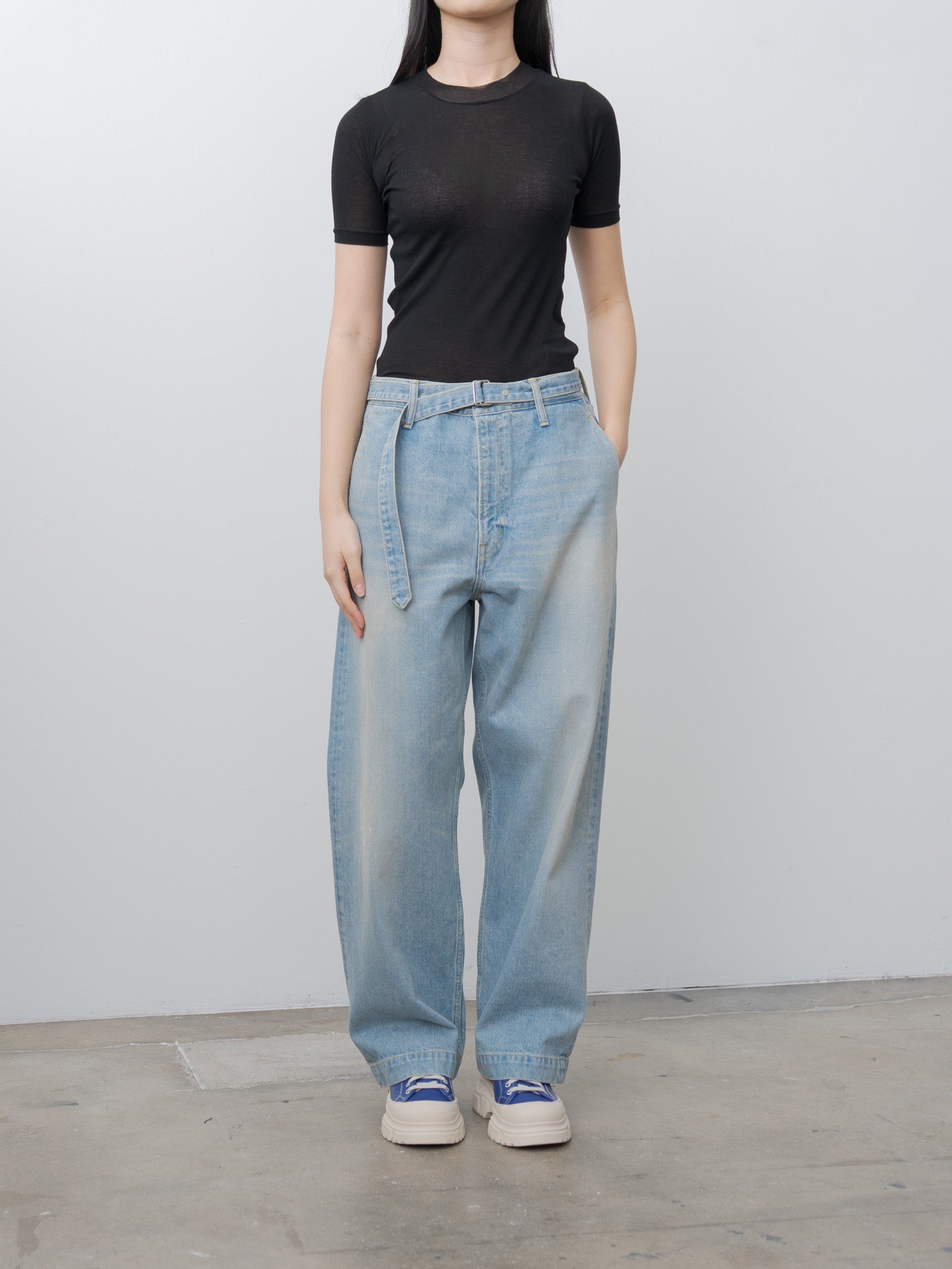 Namu Shop - Auralee Super High Gauge Sheer Rib Tee - Black