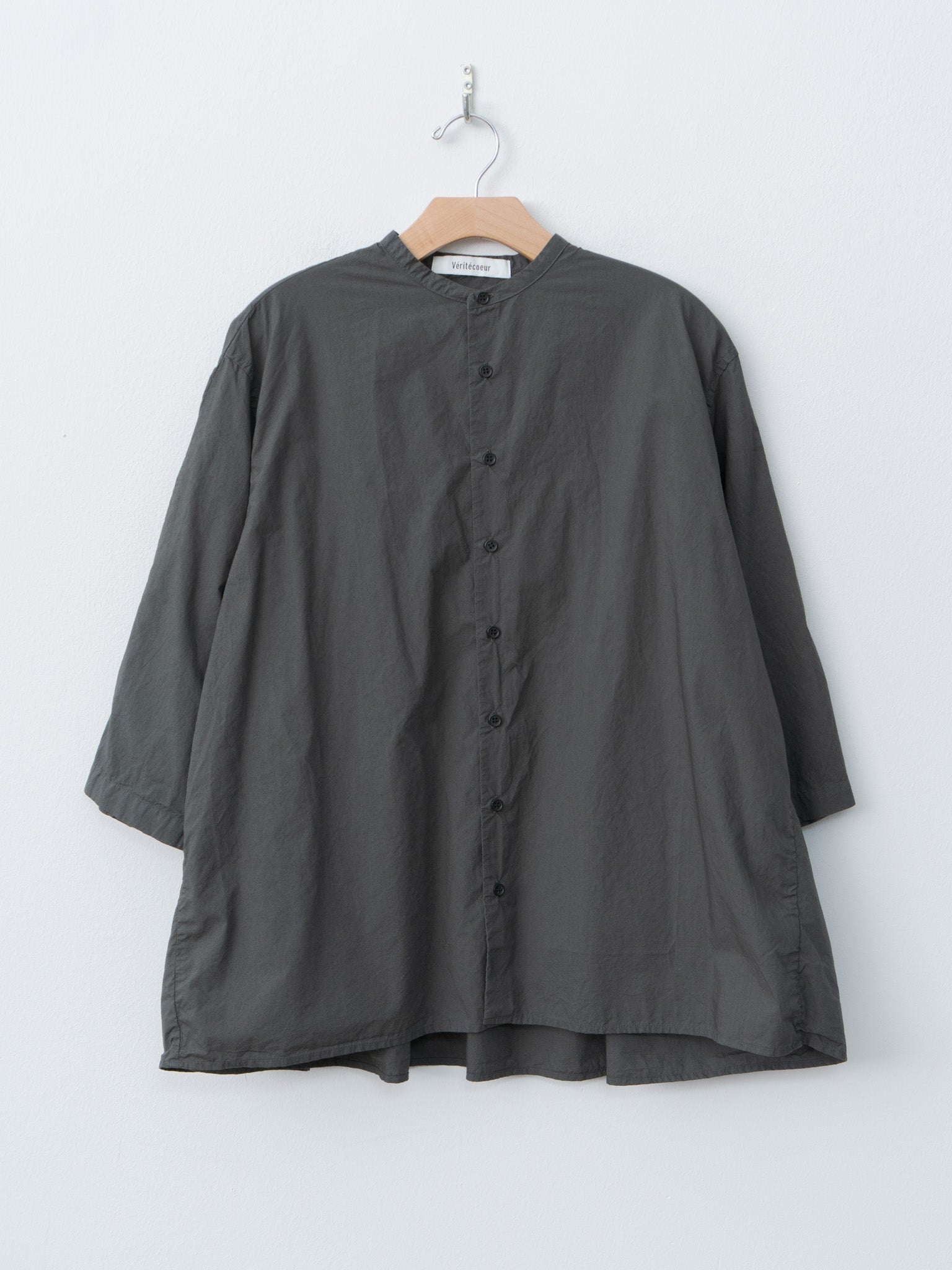 Namu Shop - Veritecoeur Gathered Blouse - Sumikuro (Charcoal Black)