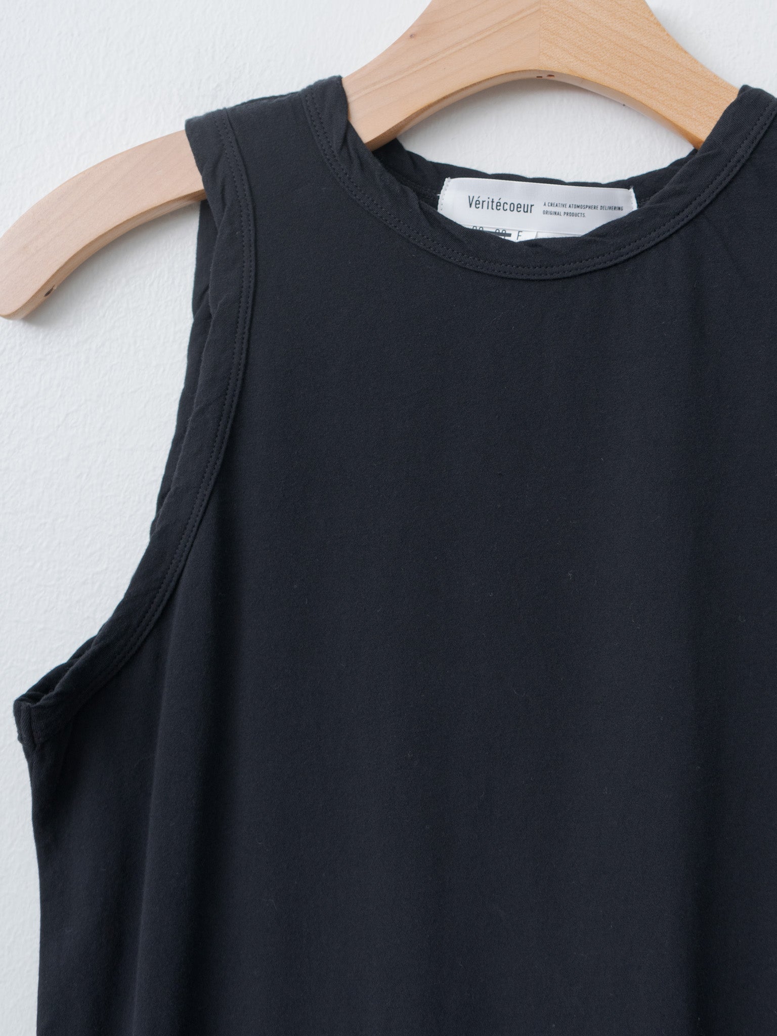 Namu Shop - Veritecoeur High Twist Jersey Crewneck Tank Top - Black