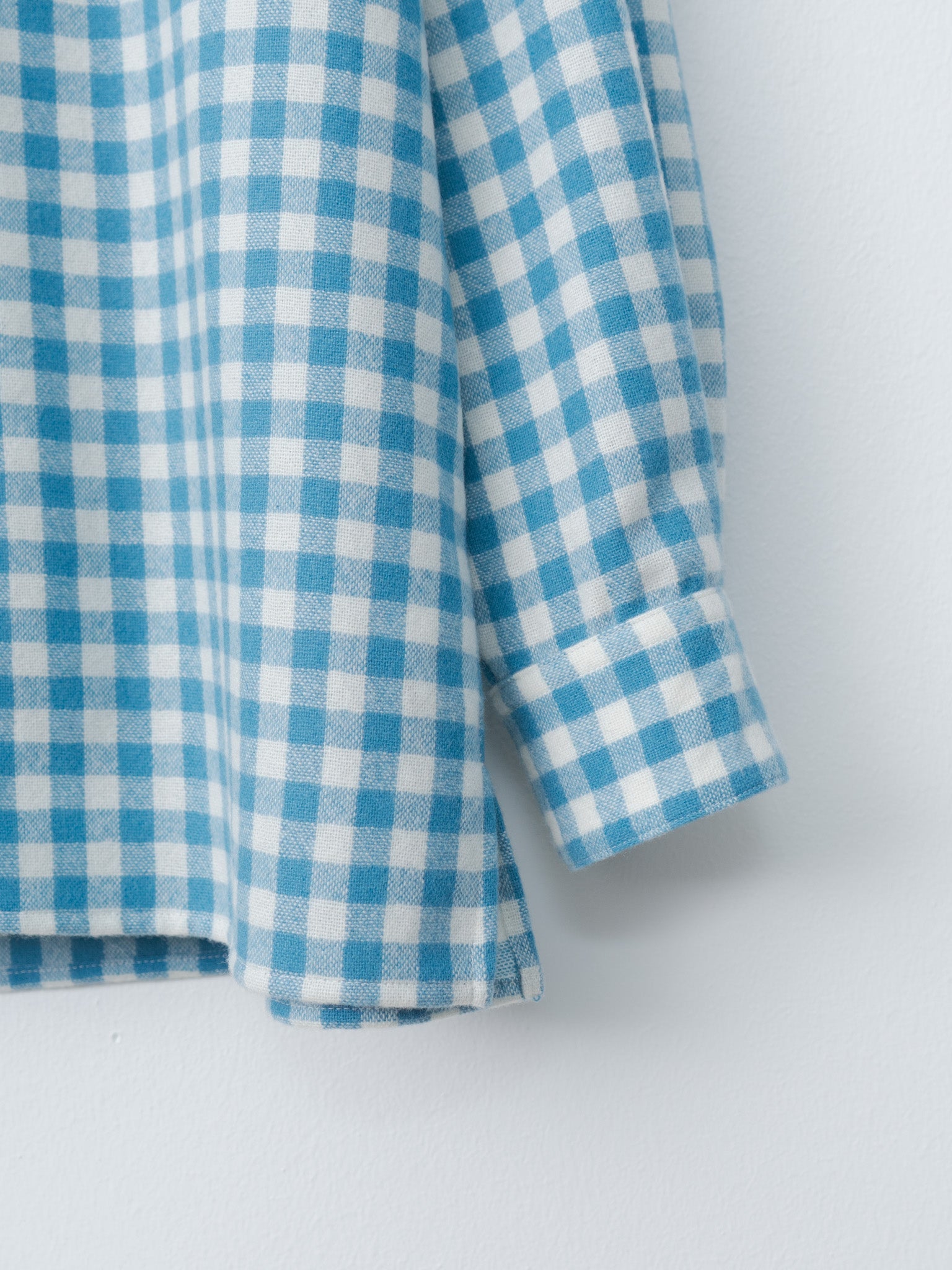 Namu Shop - Auralee Airy Smooth Cashmere Shirt Blouson - Light Blue Gingham Check