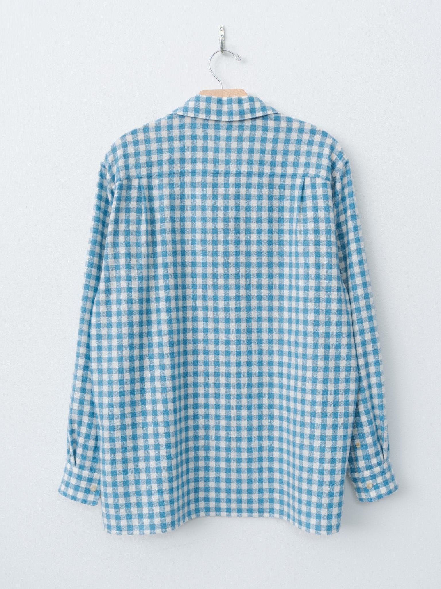 Namu Shop - Auralee Airy Smooth Cashmere Shirt Blouson - Light Blue Gingham Check