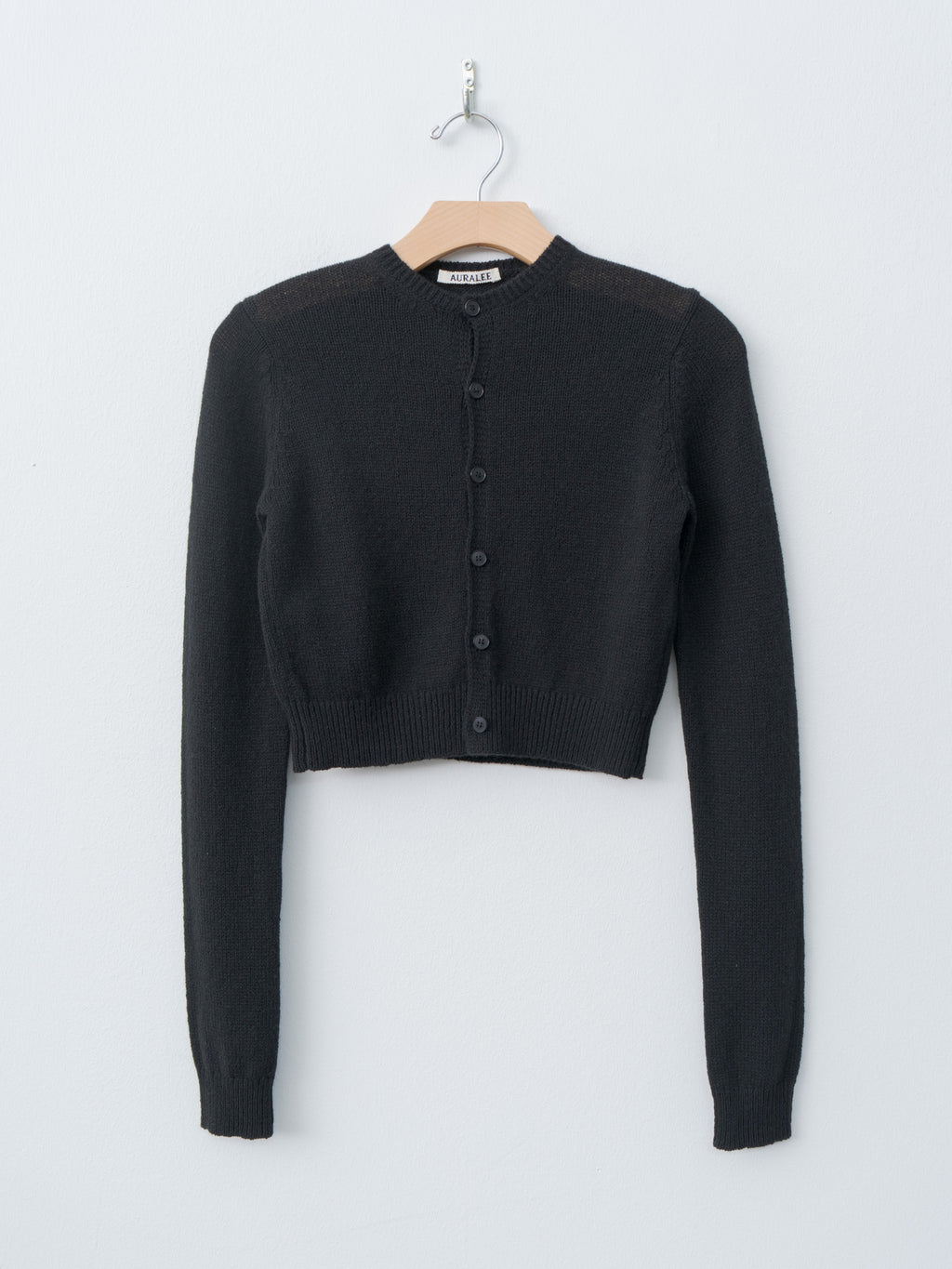Namu Shop - Auralee Summer Cashmere Knit Crew Neck Cardigan - Black