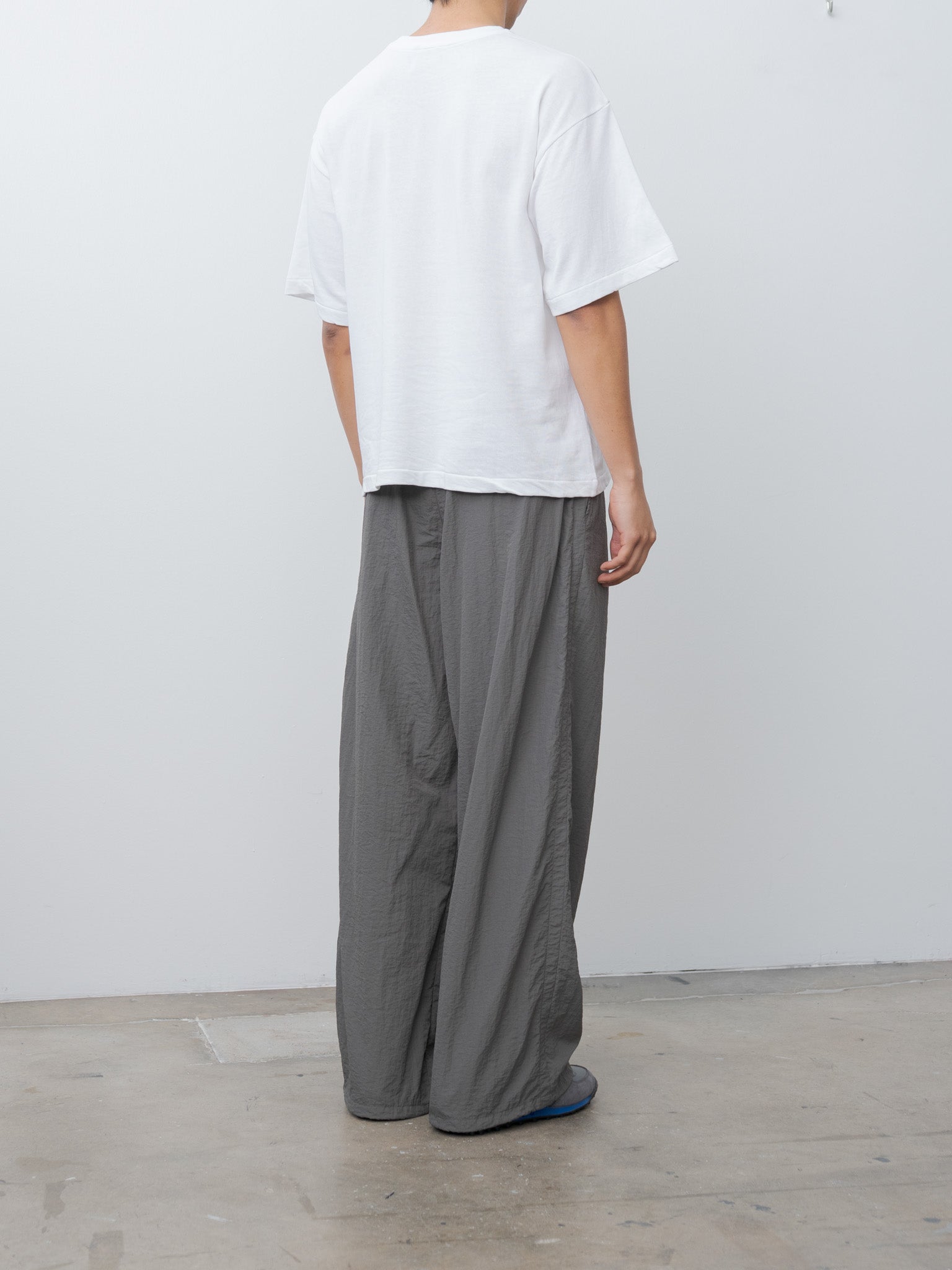 Namu Shop - Yoke Nylon 3Pleated Wide-Leg Easy Trousers - Charcoal Khaki